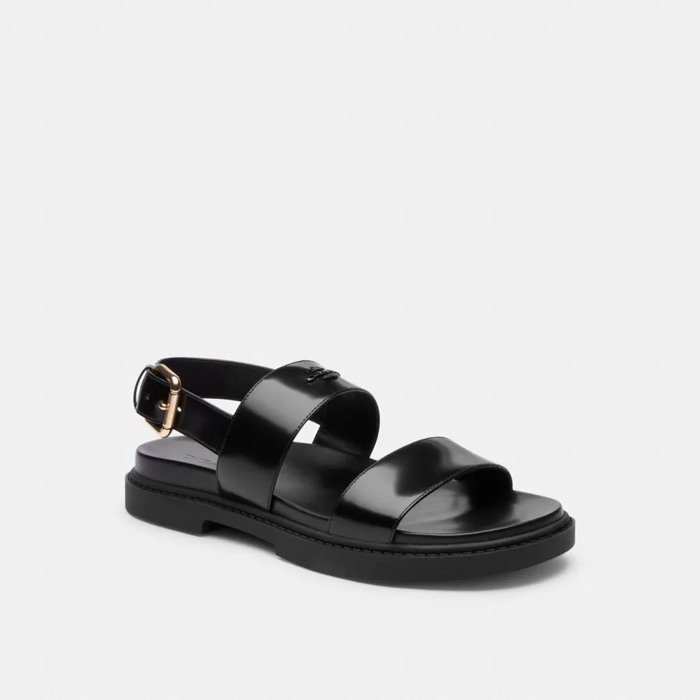 Coach Two Band Sandal Black Slippers Sandals