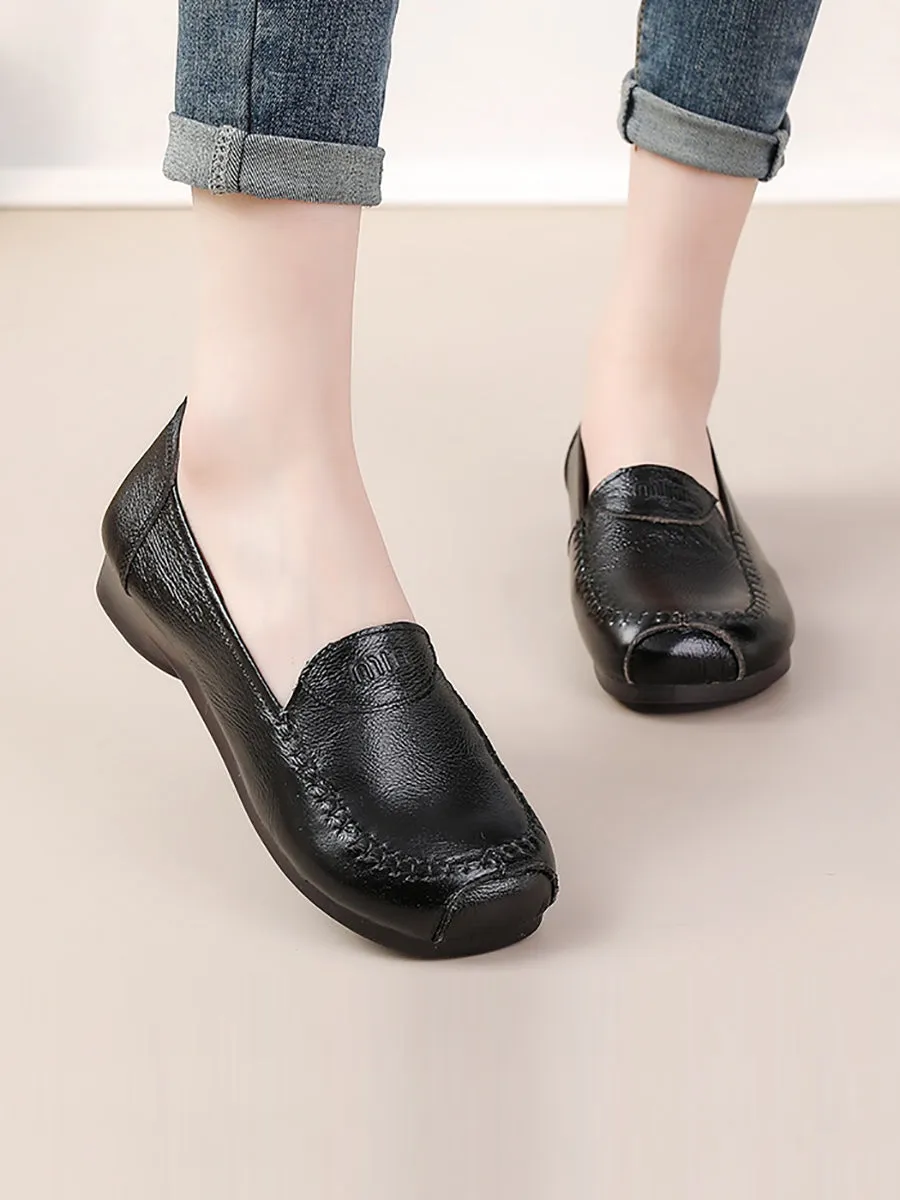Best Wrestling Shoes For Flat Feet Women Summer Soft Leather Solid Stitching Flat Shoes PP1031