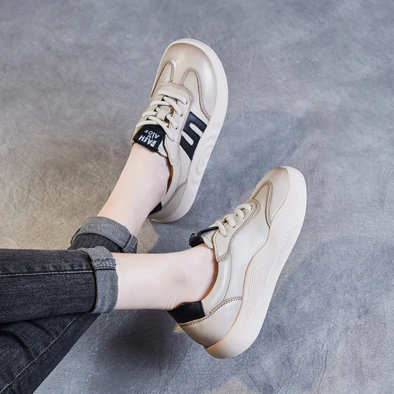 2 Part Flat Shoes Women Stylish Leather Comfort Flat Casual Shoes