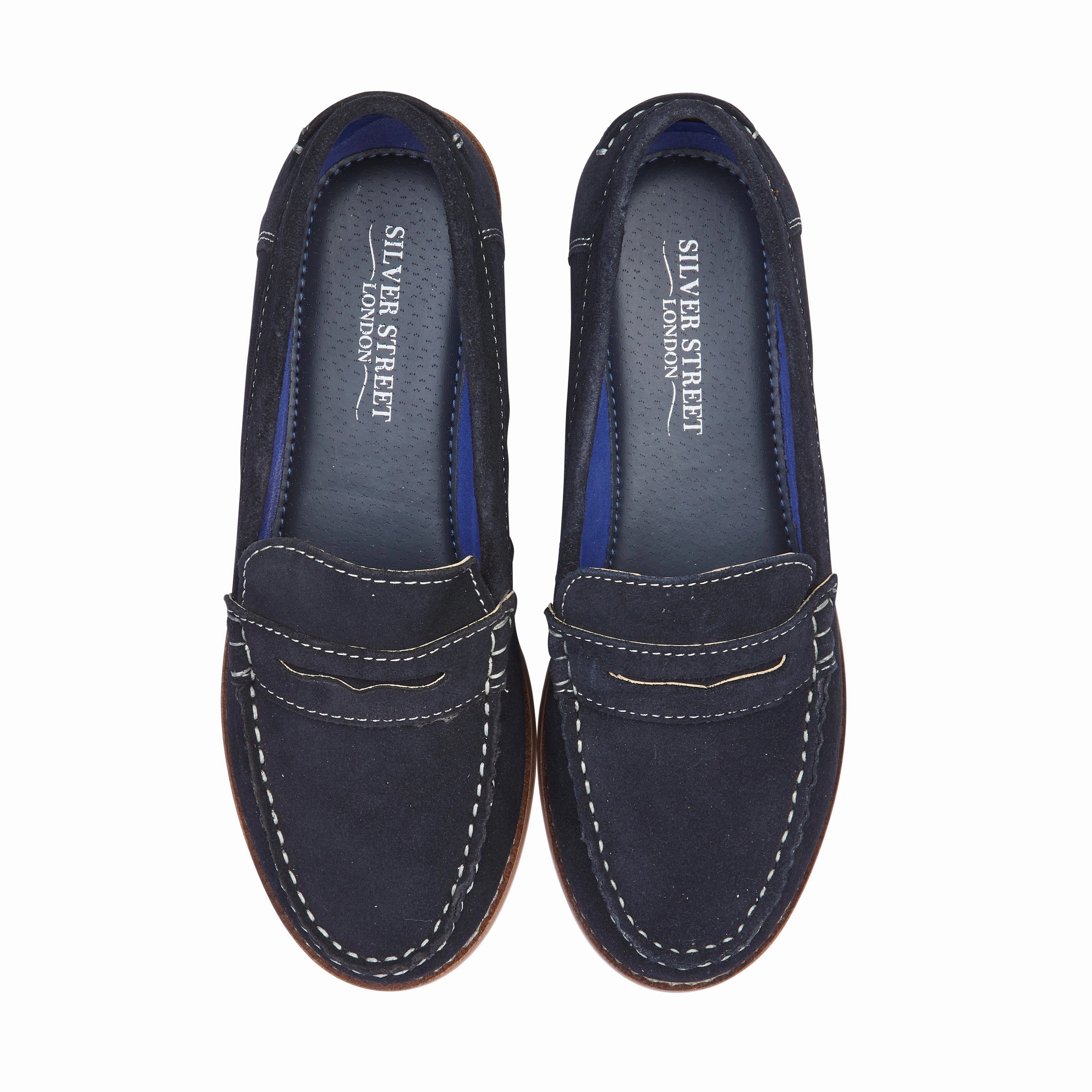 Dr Martens Suede Loafers Ellie Suede Leather Slip On Deck Shoes - Navy