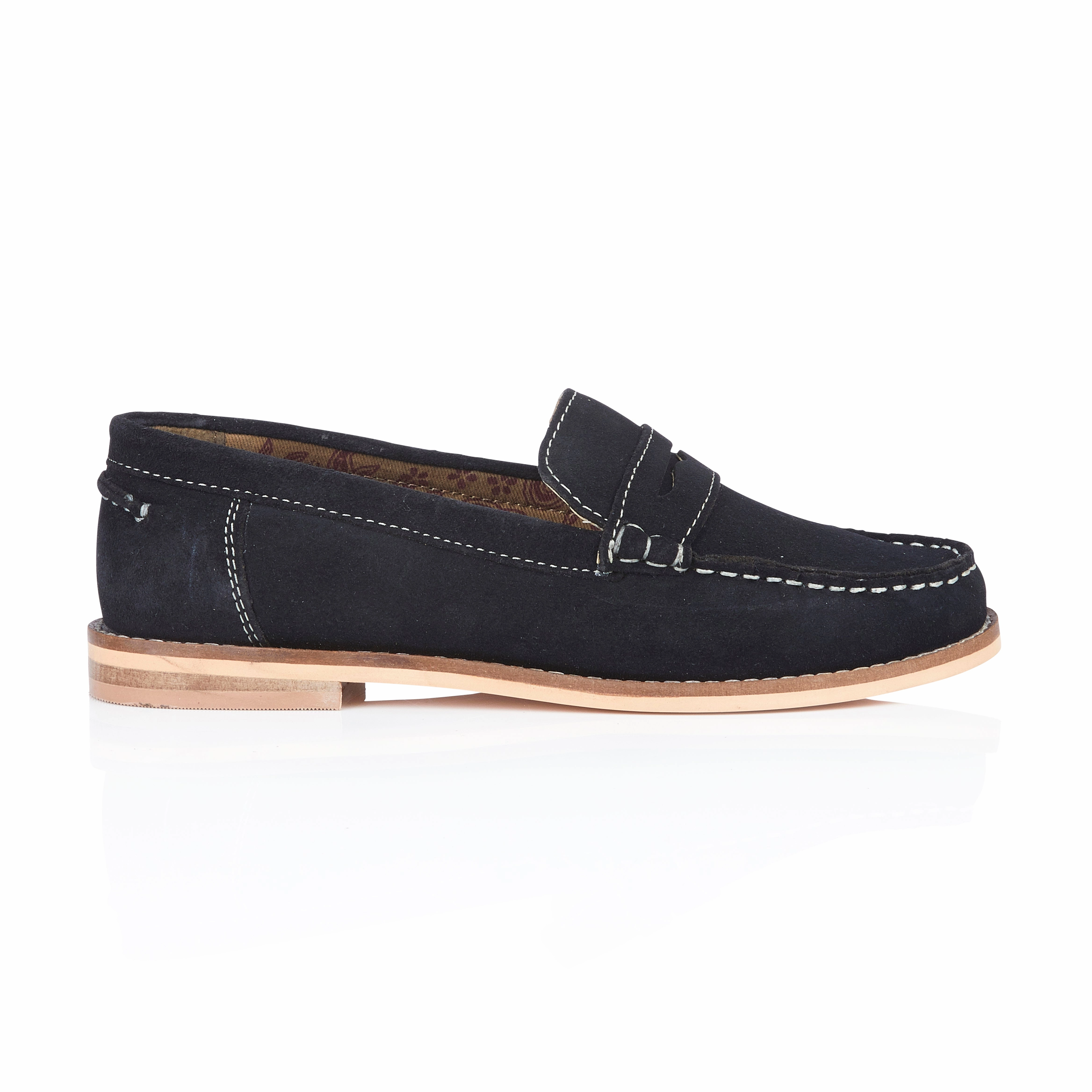 Ellie Suede Leather Slip On Deck Shoes - Navy Adrian Stitch Leather Tassel Loafers