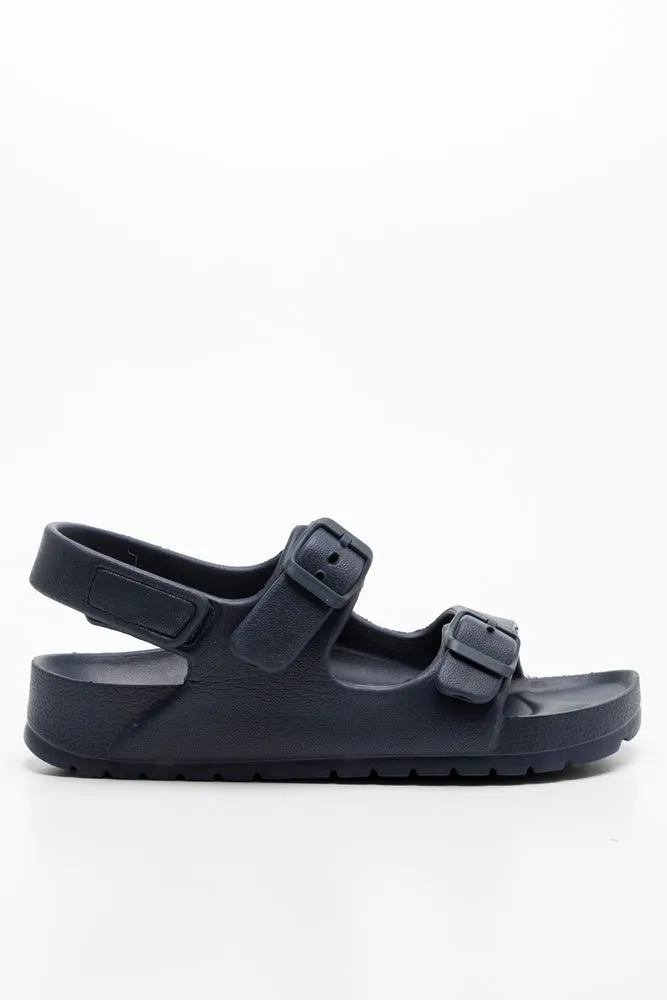 Rockstud Leather Sandals Double Strap Sandal Navy