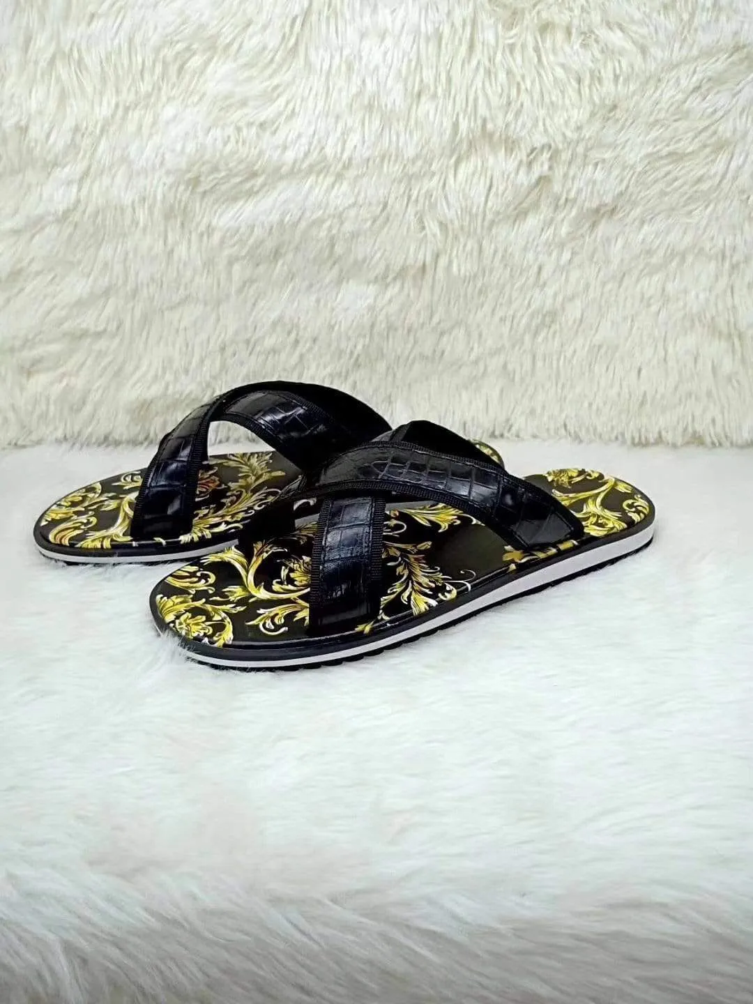 Slippers With A Sole Crocodile Shoes Crocodile Belly Leather Slipper