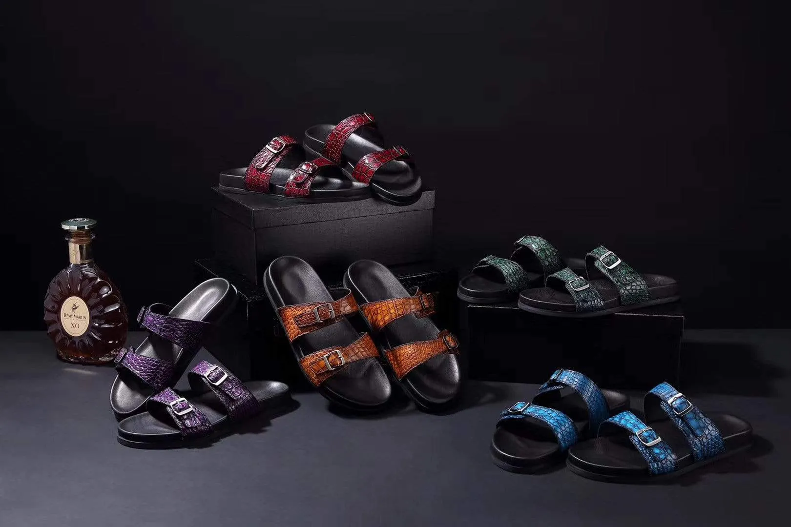 Soft Sandals Crocodile Shoes Crocodile Leather Sandals Vintage  Dark Green