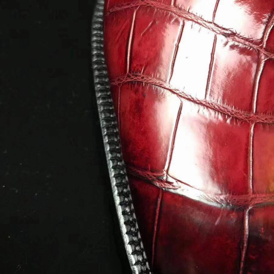 Crocodile Shoes Burnished Burgundy Crocodile Belly  Leather Lace-Up Shoes For Men Sorel Dress Shoes