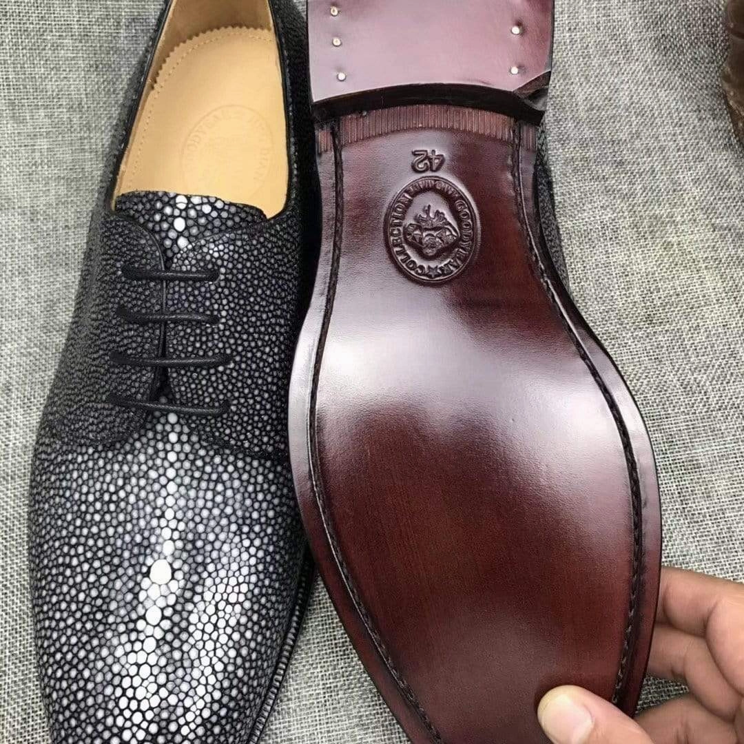 Crocodile Shoes Gray Lizard Leather Lace-Up Shoes For Men Size 5 Dress Shoes