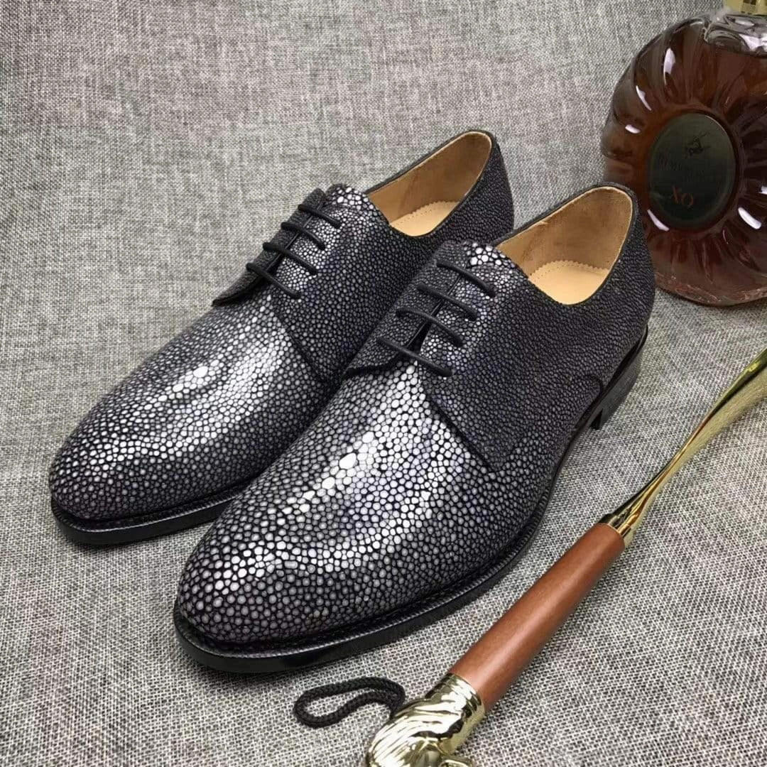 Dress With Socks And Shoes Crocodile Shoes Gray Lizard Leather Lace-Up Shoes For Men