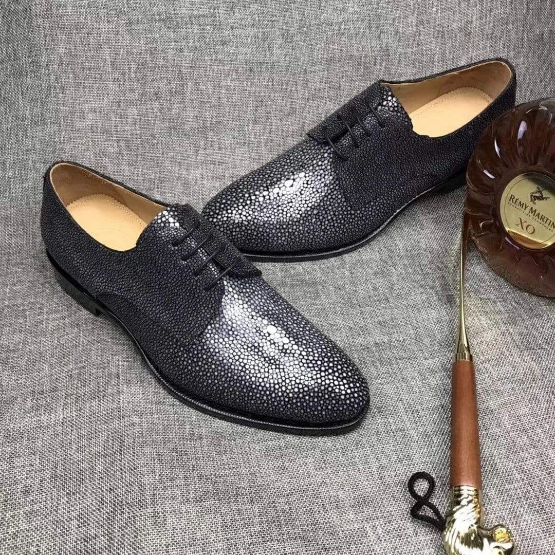 Crocodile Shoes Gray Lizard Leather Lace-Up Shoes For Men Different Kinds Of Dress Shoes