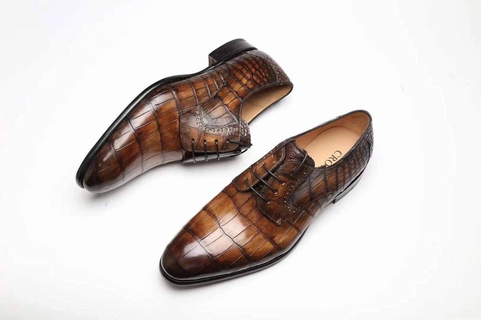 Dress Shoe Polish Crocodile Shoes Vintage Crocodile Leather Shoes Men Lace Up Business Formal Dress Shoes Luxury