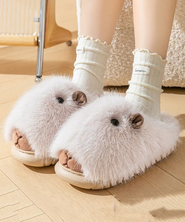 Support House Slippers Cute Stylish Comfy Fuzzy Fur Slippers Shoes Brown TQ065