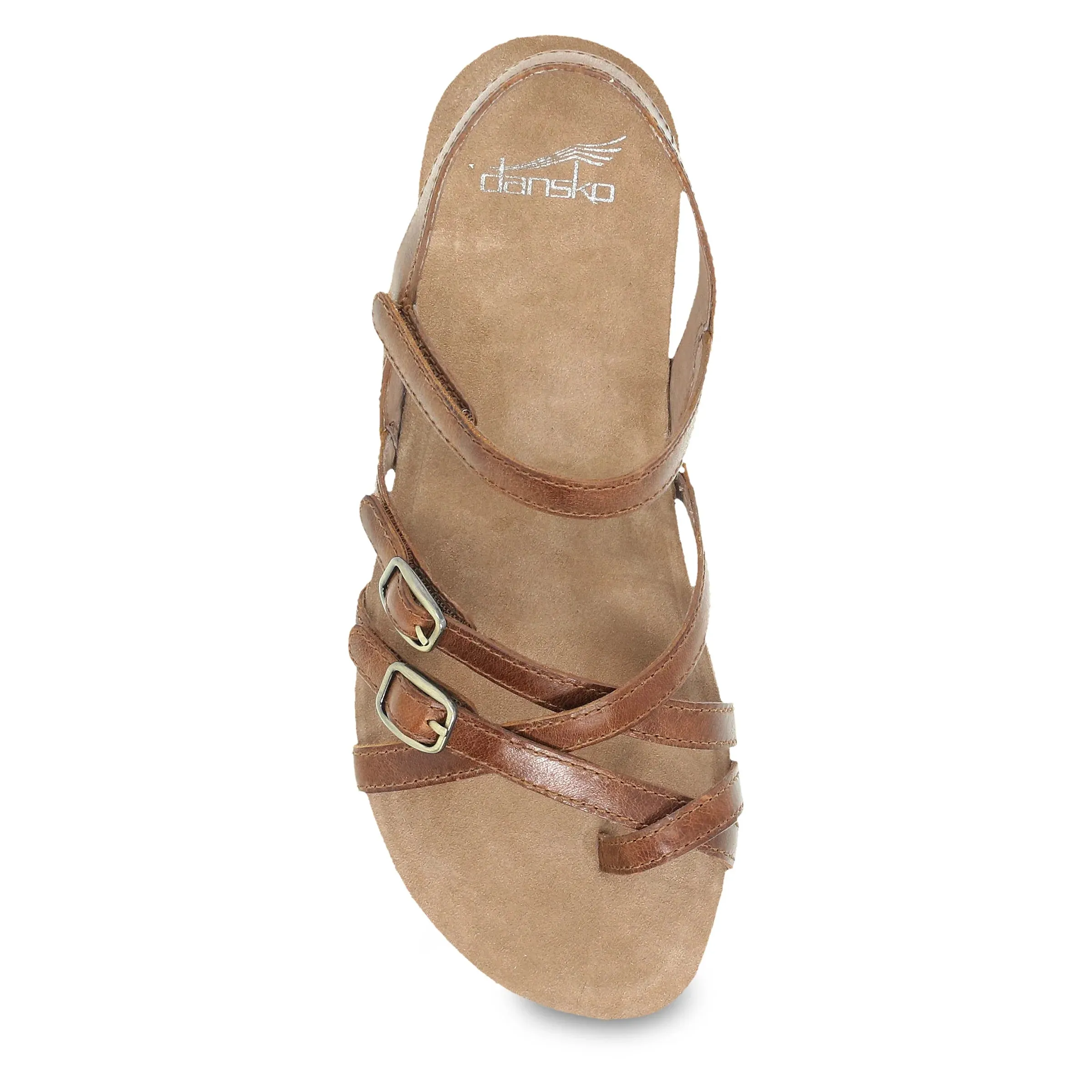 Dansko Women's Roslyn Sandal - Tan Waxy Burnished Wedge Heeled Sandals