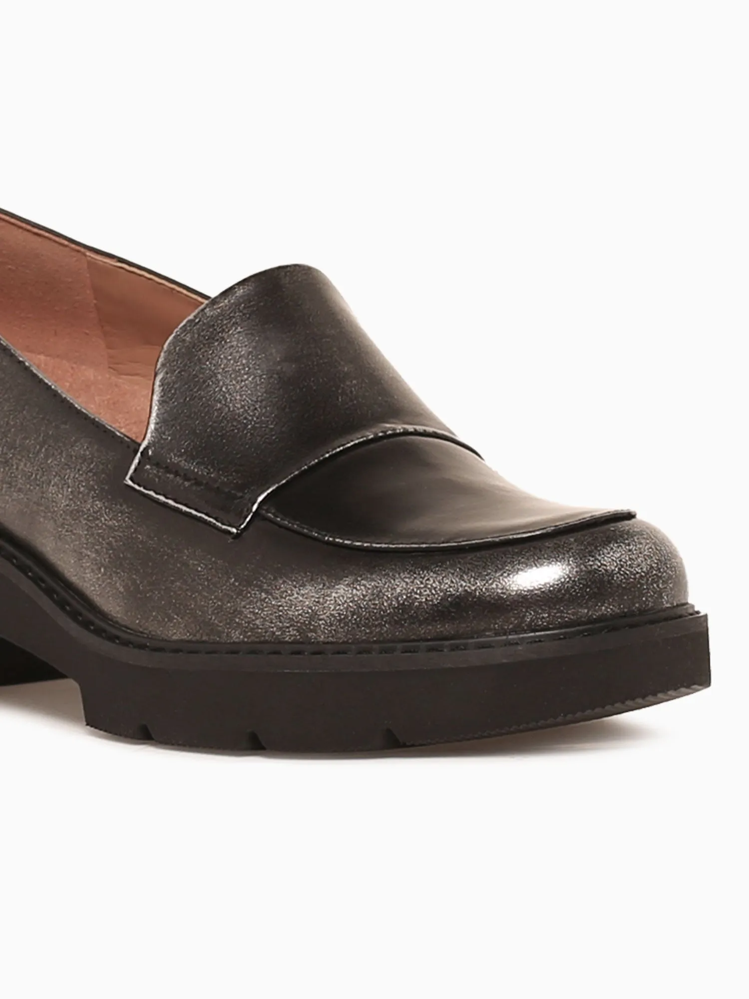Italian Penny Loafers Darry Black Silver leather
