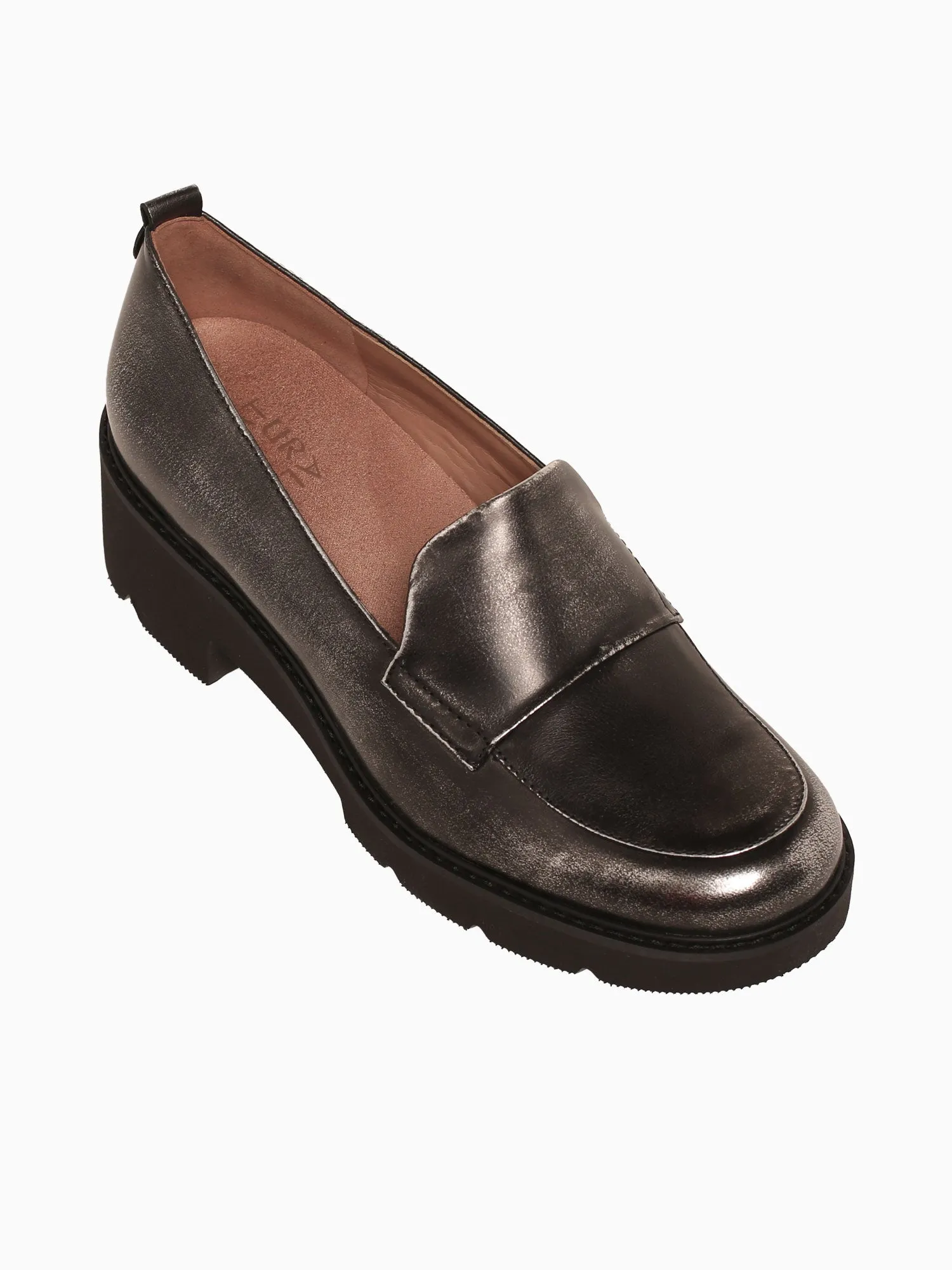 Darry Black Silver leather Designer Shoes Loafers