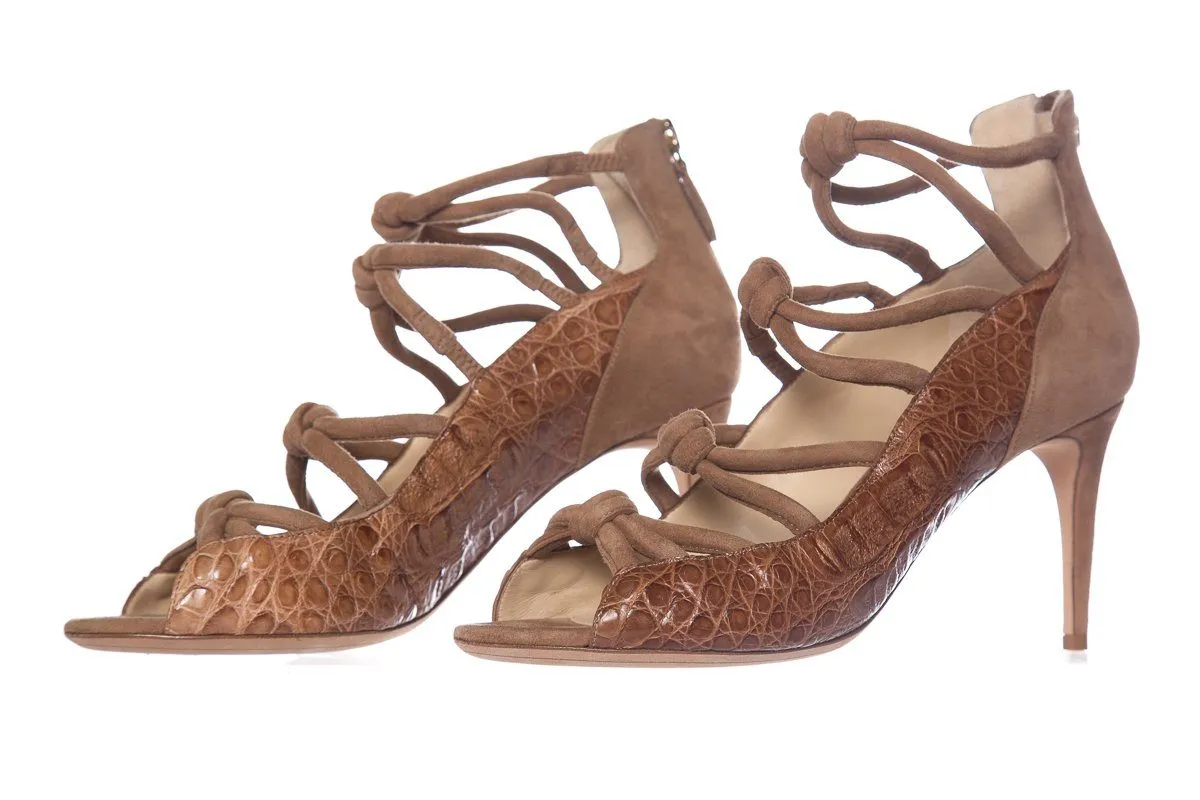 Alexandre Birman Tan Suede Sandals SZ 38.5 Velcro Sandals