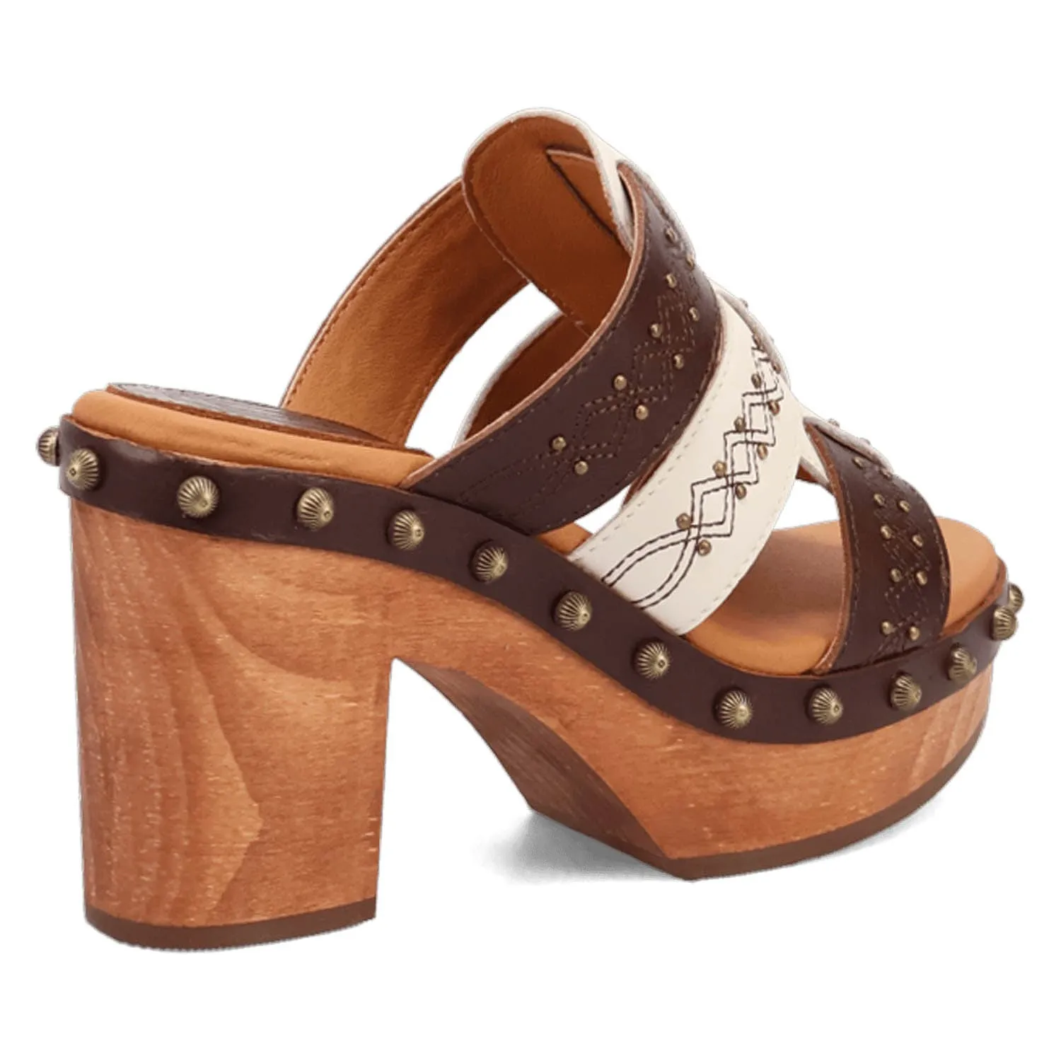 Sandals Flats Dingo Womens Chateau Wooden Brown Leather Stud Sandals Shoes