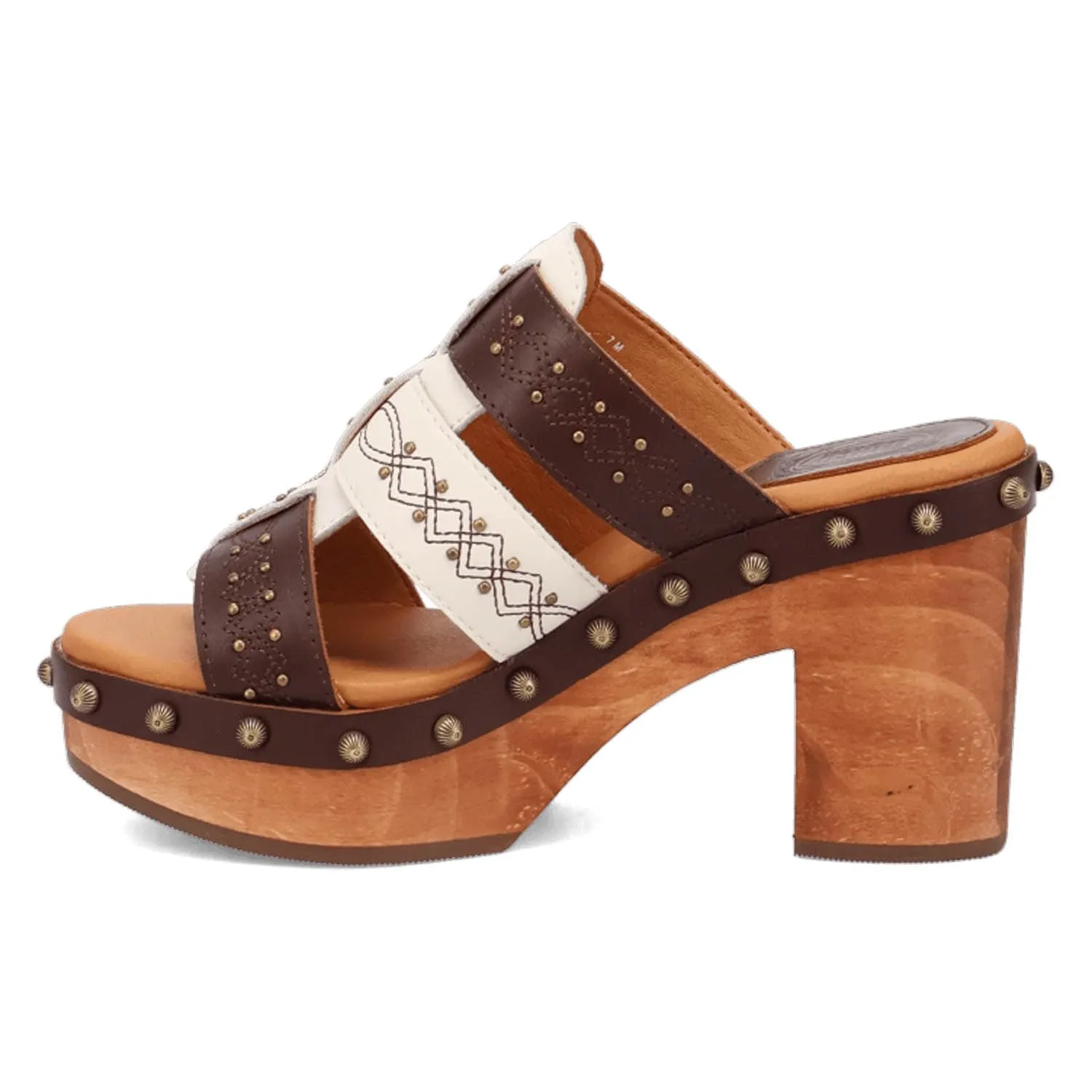 Sandals Milano Dingo Womens Chateau Wooden Brown Leather Stud Sandals Shoes