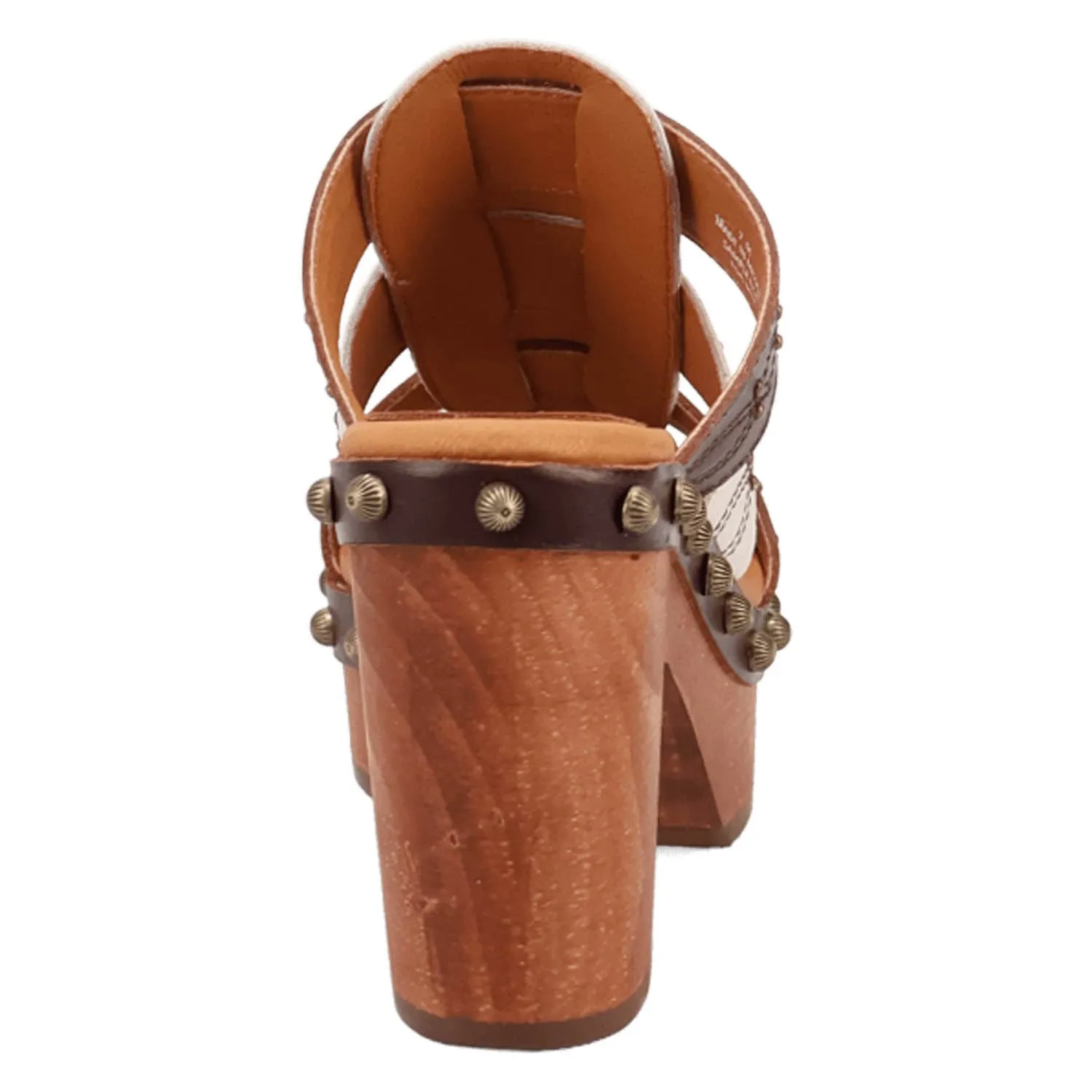 Buckle Platform Sandals Dingo Womens Chateau Wooden Brown Leather Stud Sandals Shoes