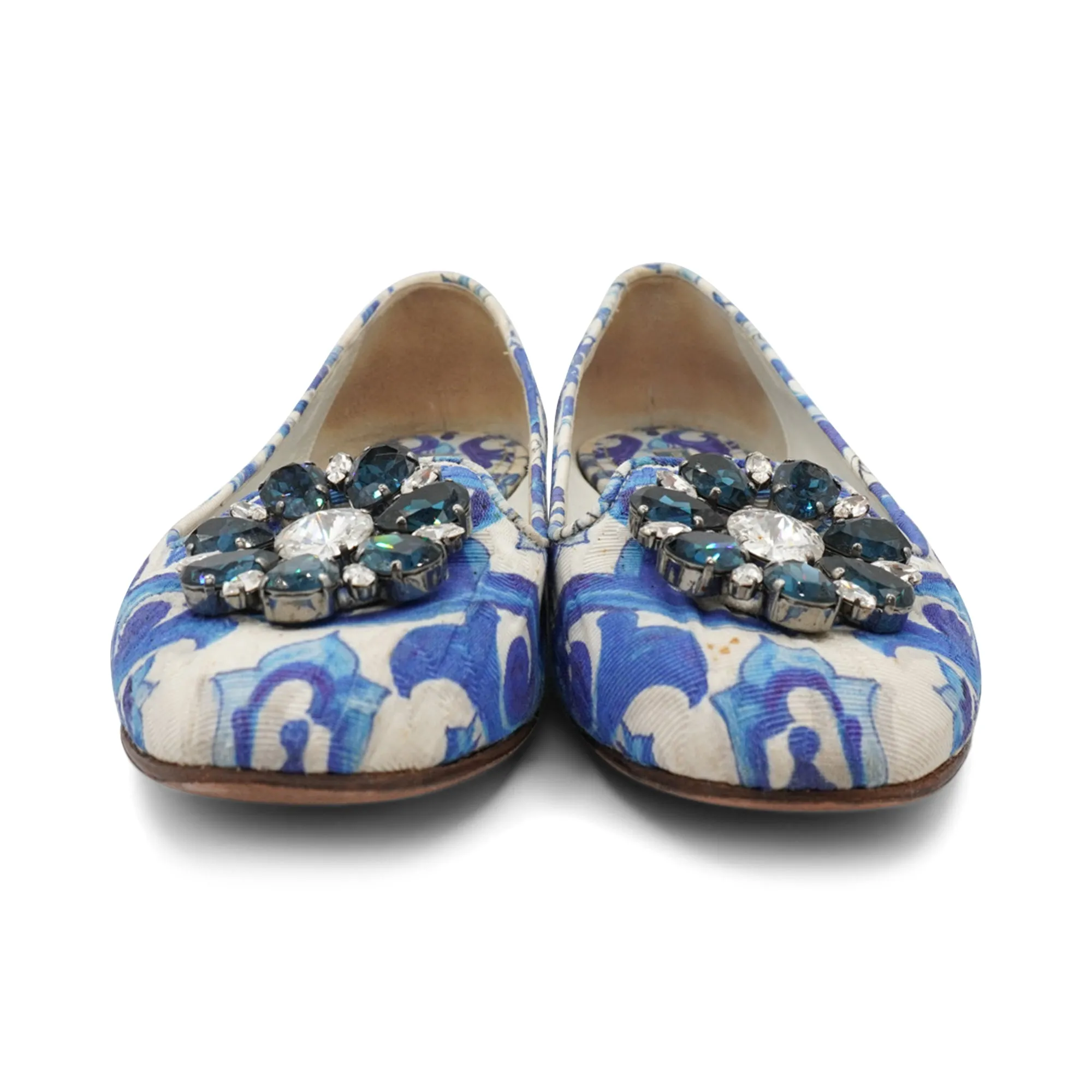 Dolce & Gabbana 'Majolica Tile' Flats - Women's 37.5 Lace Flat Shoes