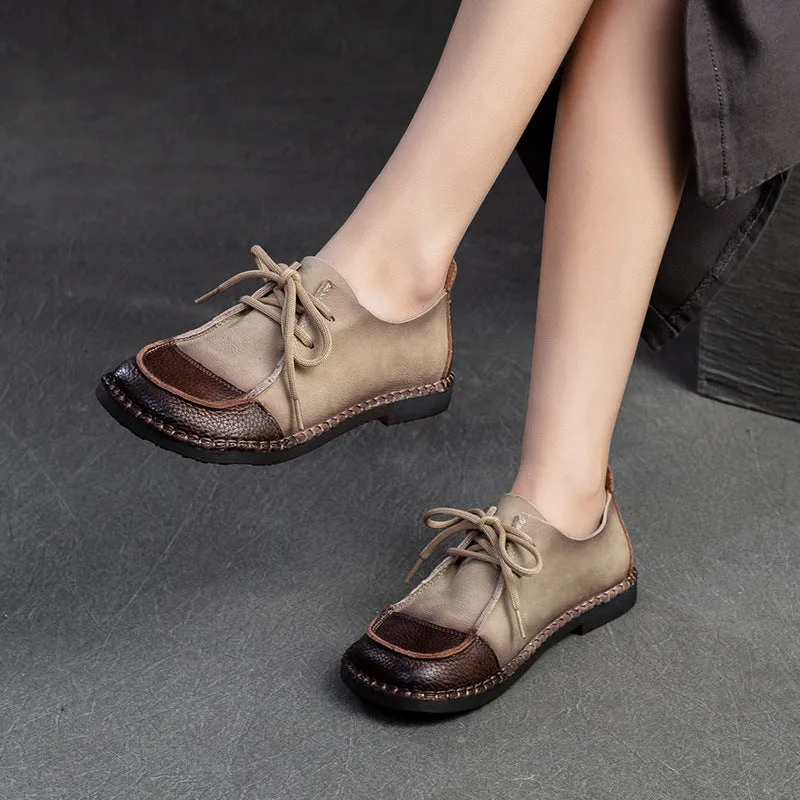 Women Retro Soft Leather Flat Casual Shoes Shoe Flats