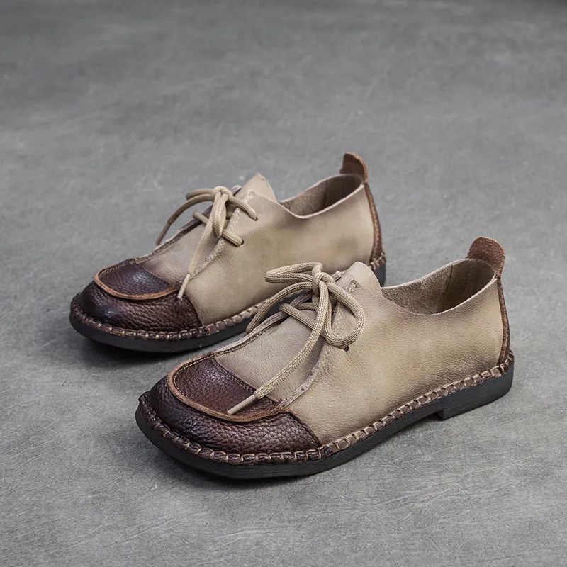 Women Retro Soft Leather Flat Casual Shoes Flat Shoes Jelly