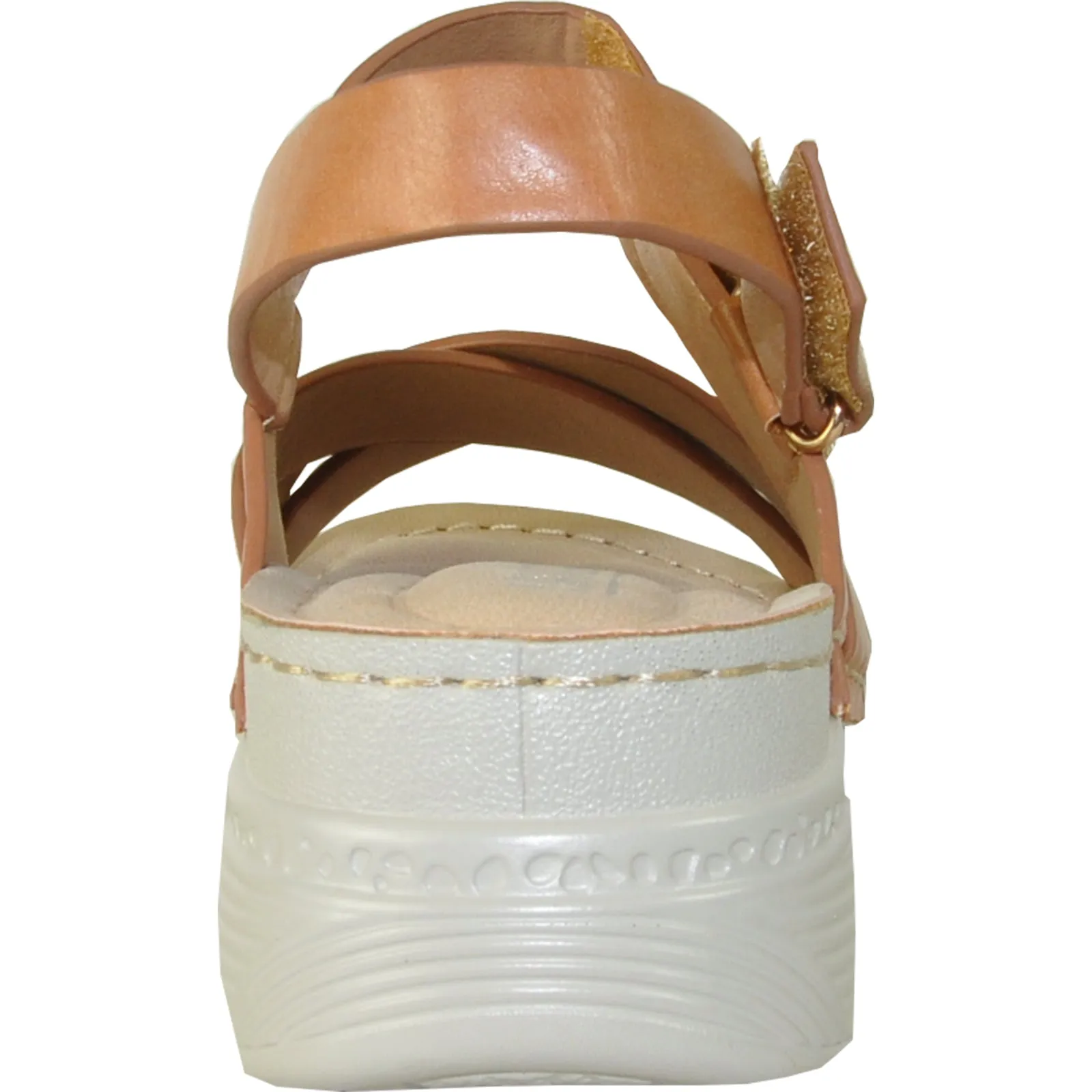 VANGELO Women Sandal CLARA Wedge Sandal Camel Platform Sandals Size 5