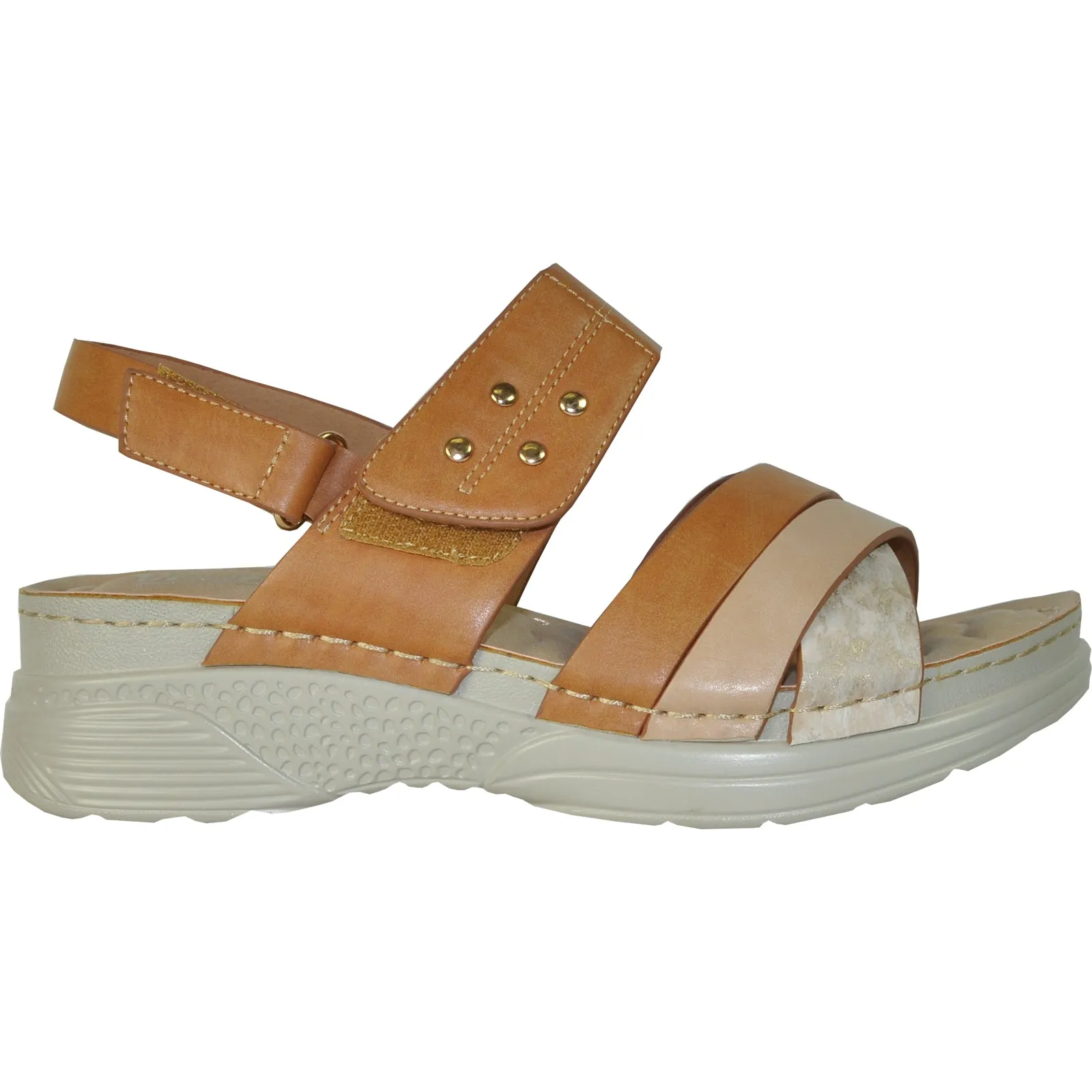 VANGELO Women Sandal CLARA Wedge Sandal Camel Good Sandals