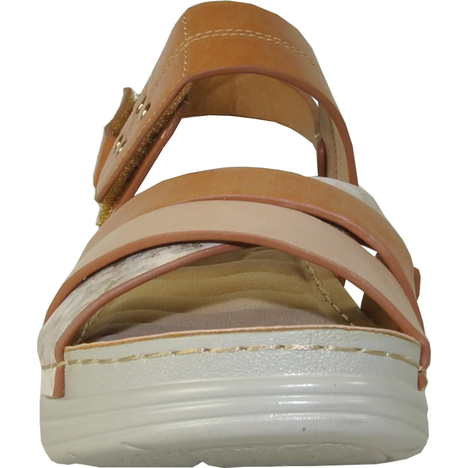 VANGELO Women Sandal CLARA Wedge Sandal Camel Wrap Up Sandals