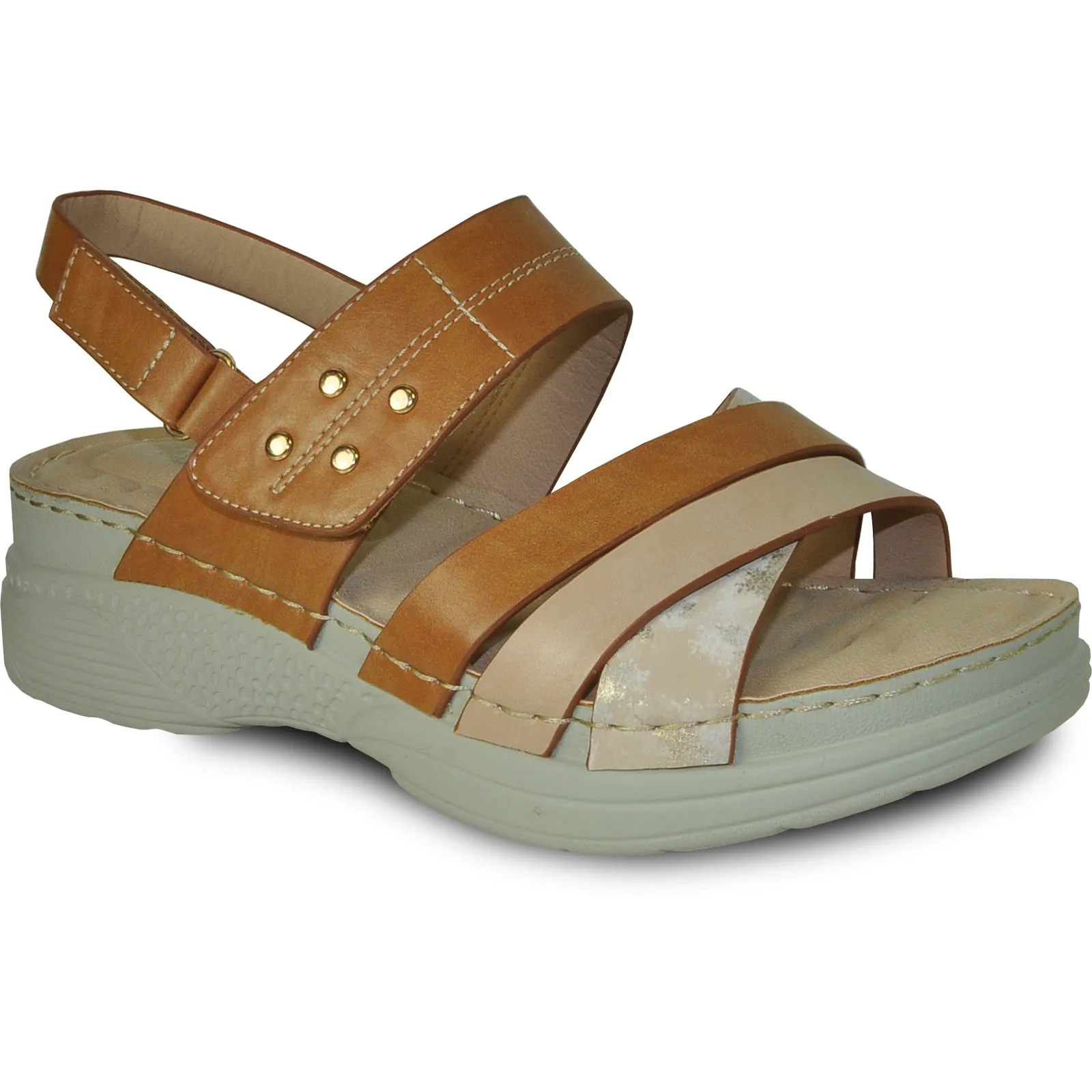 Edit Sandals VANGELO Women Sandal CLARA Wedge Sandal Camel