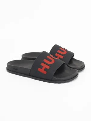 Men's Brand Logo Printed Slippers,Black Casual Work Shoes With Arch Support