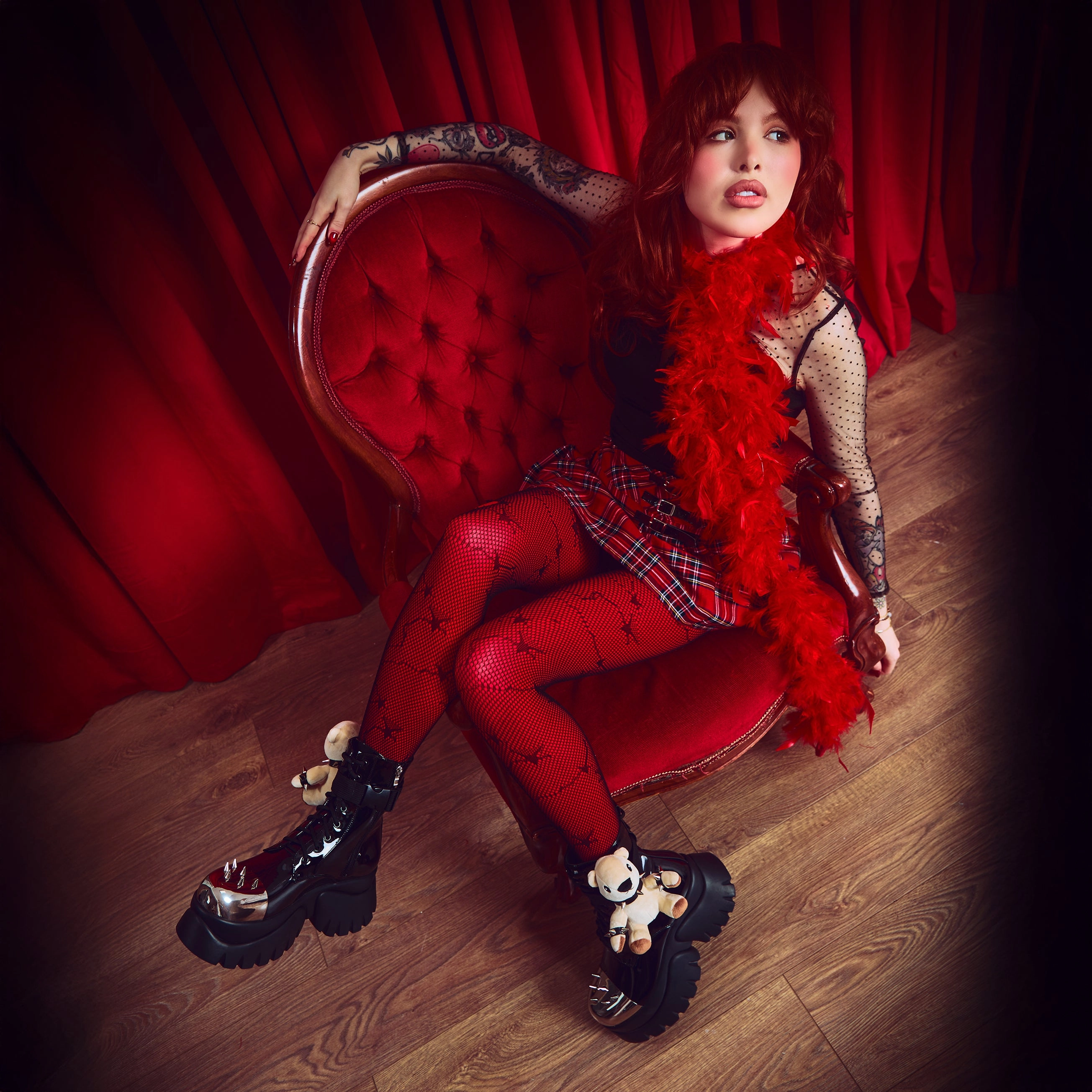 Slip-on Work Boots Eddies Teddy Platform Spiked Boots - Black