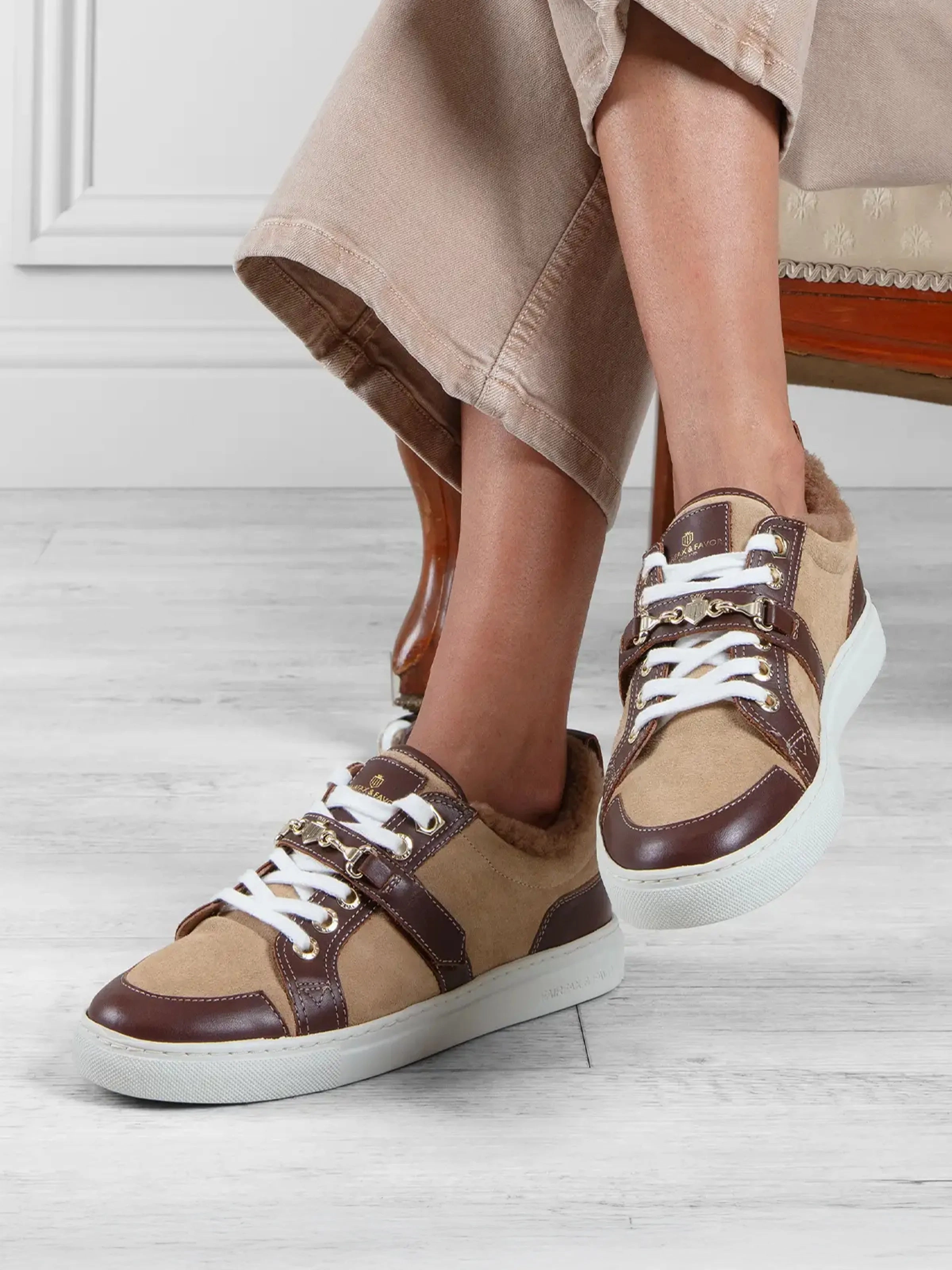 Edinburgh Trainer - Caramel Suede Sheer Socks Loafers