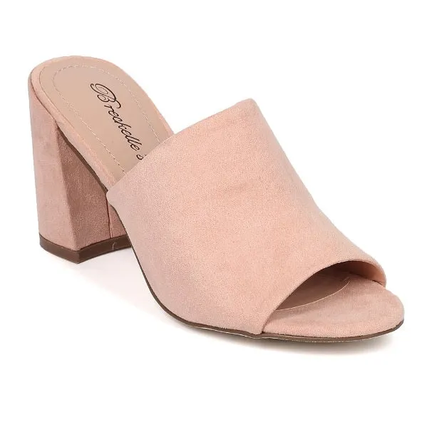 High Heels Sandals Women's Gala-01 Open Toe Block Low Heel Slip On Slide Mules Shoes