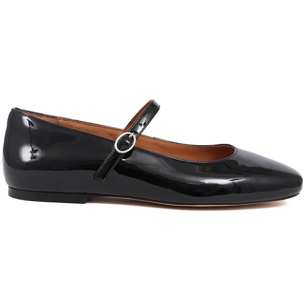 Most Comfortable Shoes Flats Sonnet Mary Janes  - SONNET / 325 143 - Black Patent