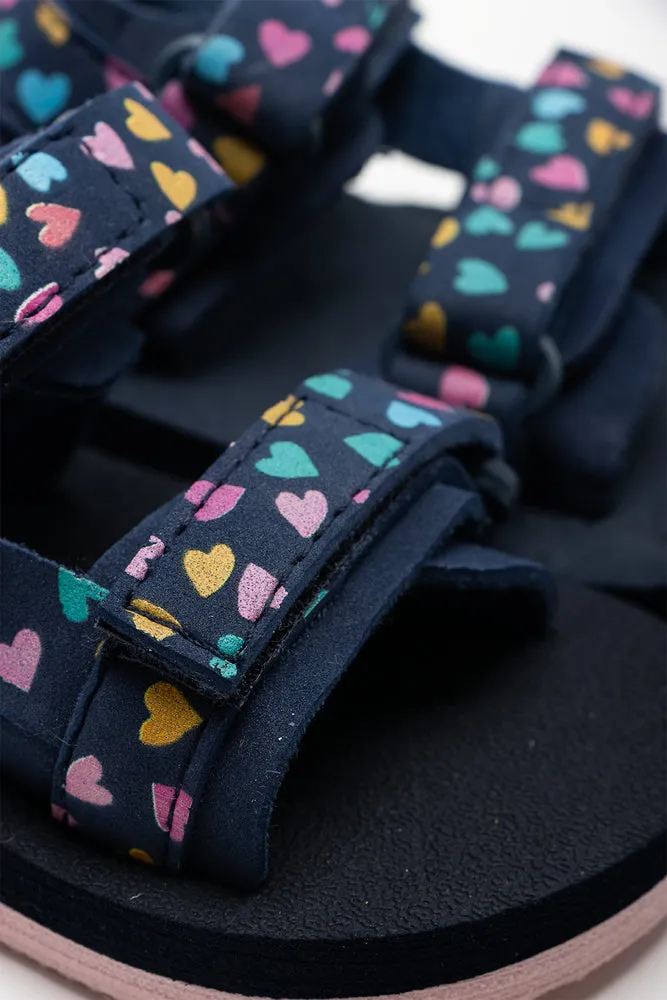 Heart Sandal Navy Sandals Lace Up Flat