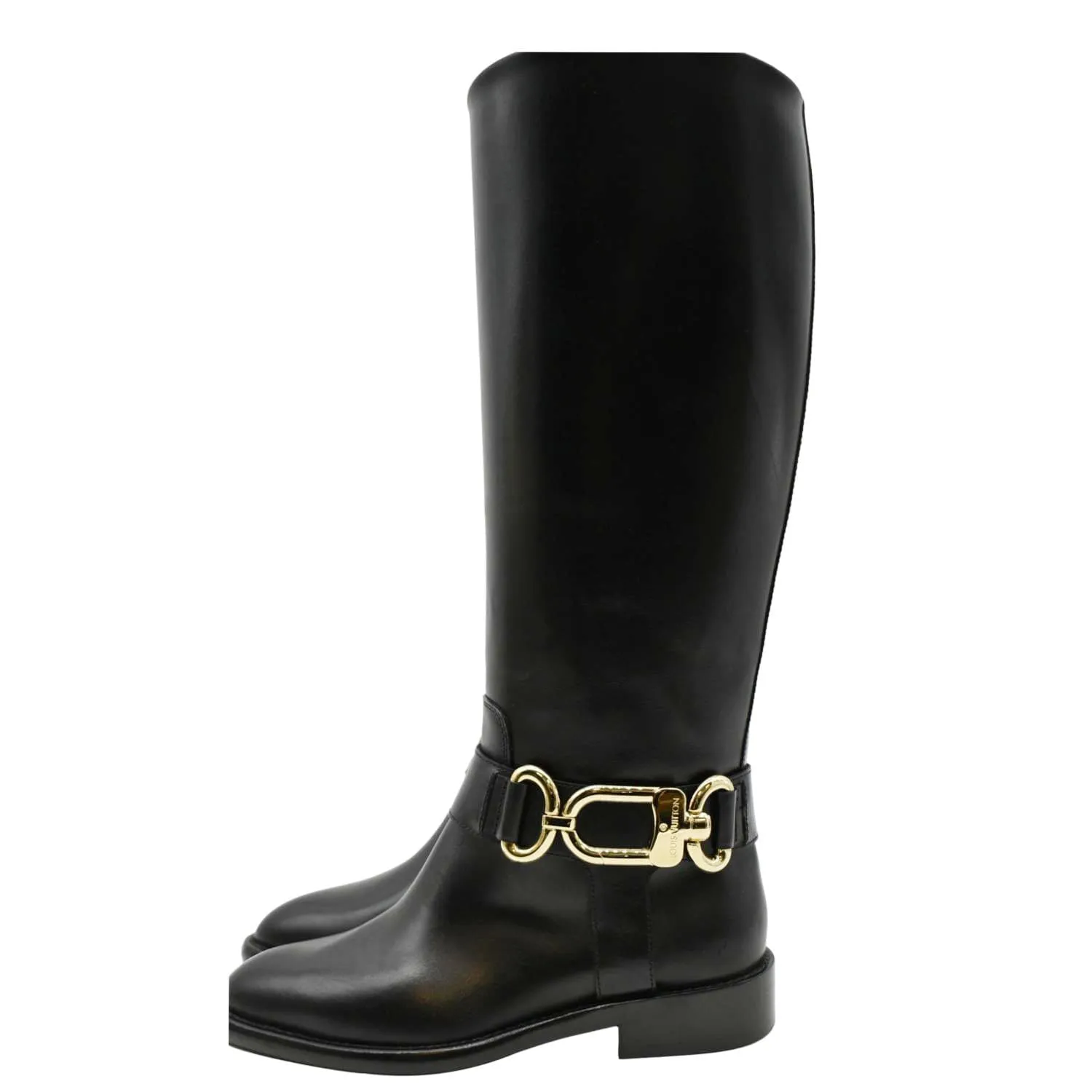 Design Flat Shoes LOUIS VUITTON Westside Flat High Leather Boot Noir Black