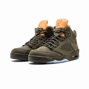Men's Jordan 5 Retro Take Flight Basketball Shoes - Olive Sakuragi Basketball Shoes