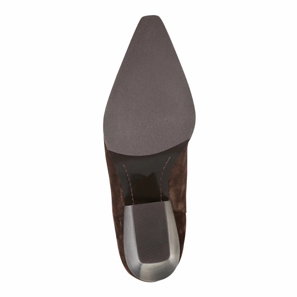 Marc Fisher Tarrie Block Heel Boot - DARK BROWN SUEDE Good Steel Toe Boots
