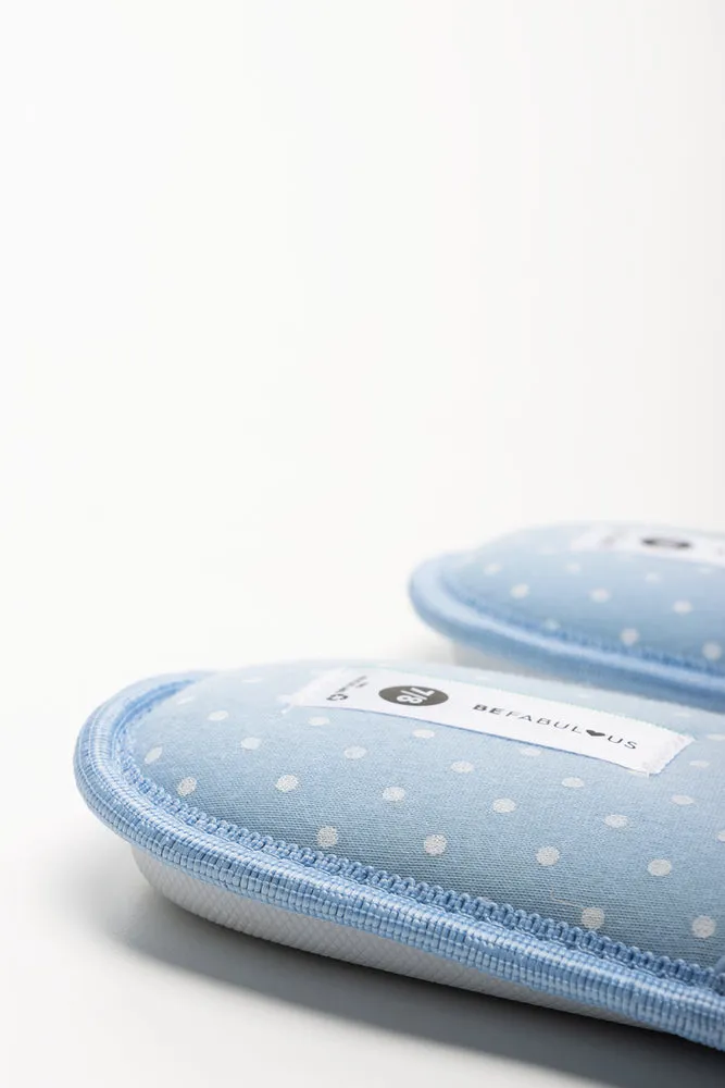 Polka Dot Open Toe Slipper Blue Flat Shoes For Winter Wedding