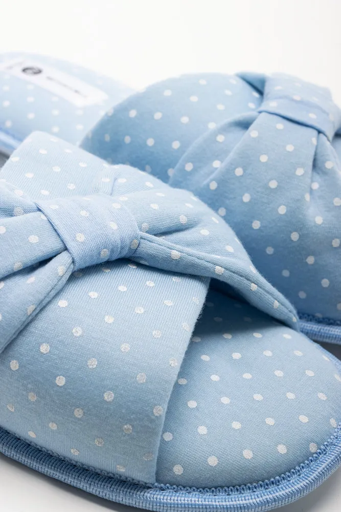 Fashion Flat Shoes Polka Dot Open Toe Slipper Blue