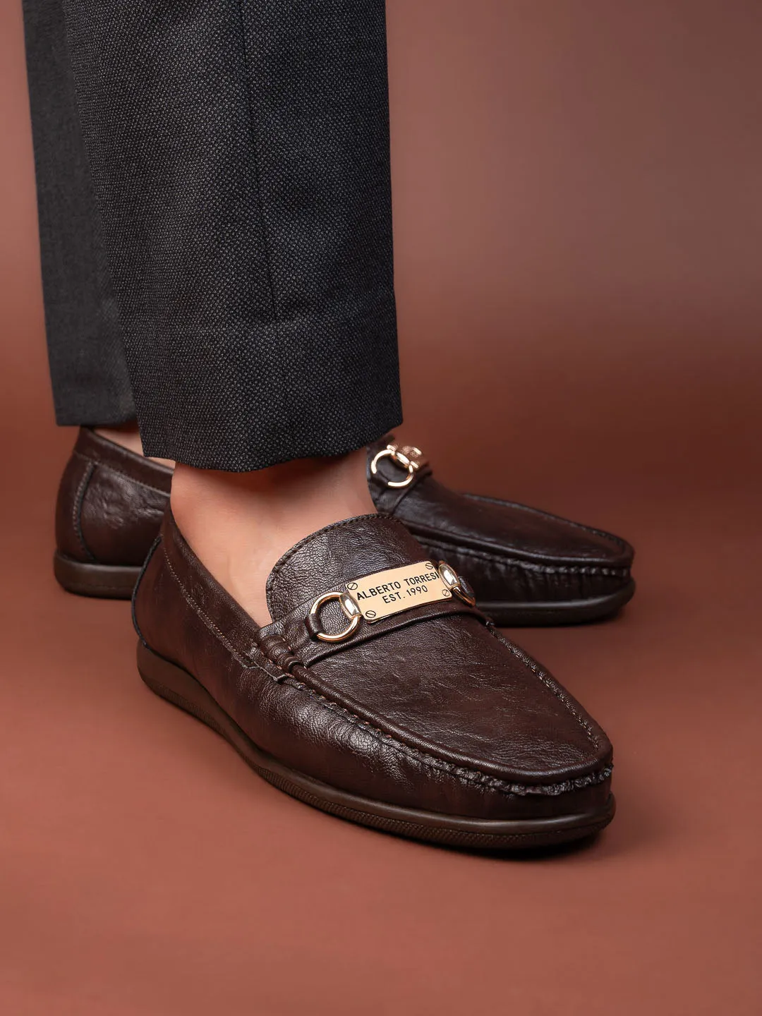 Alberto Torresi Twisty Series 531 Full Flex Rubber Sole Slip In Brown Casual Loafers Suit And Loafers