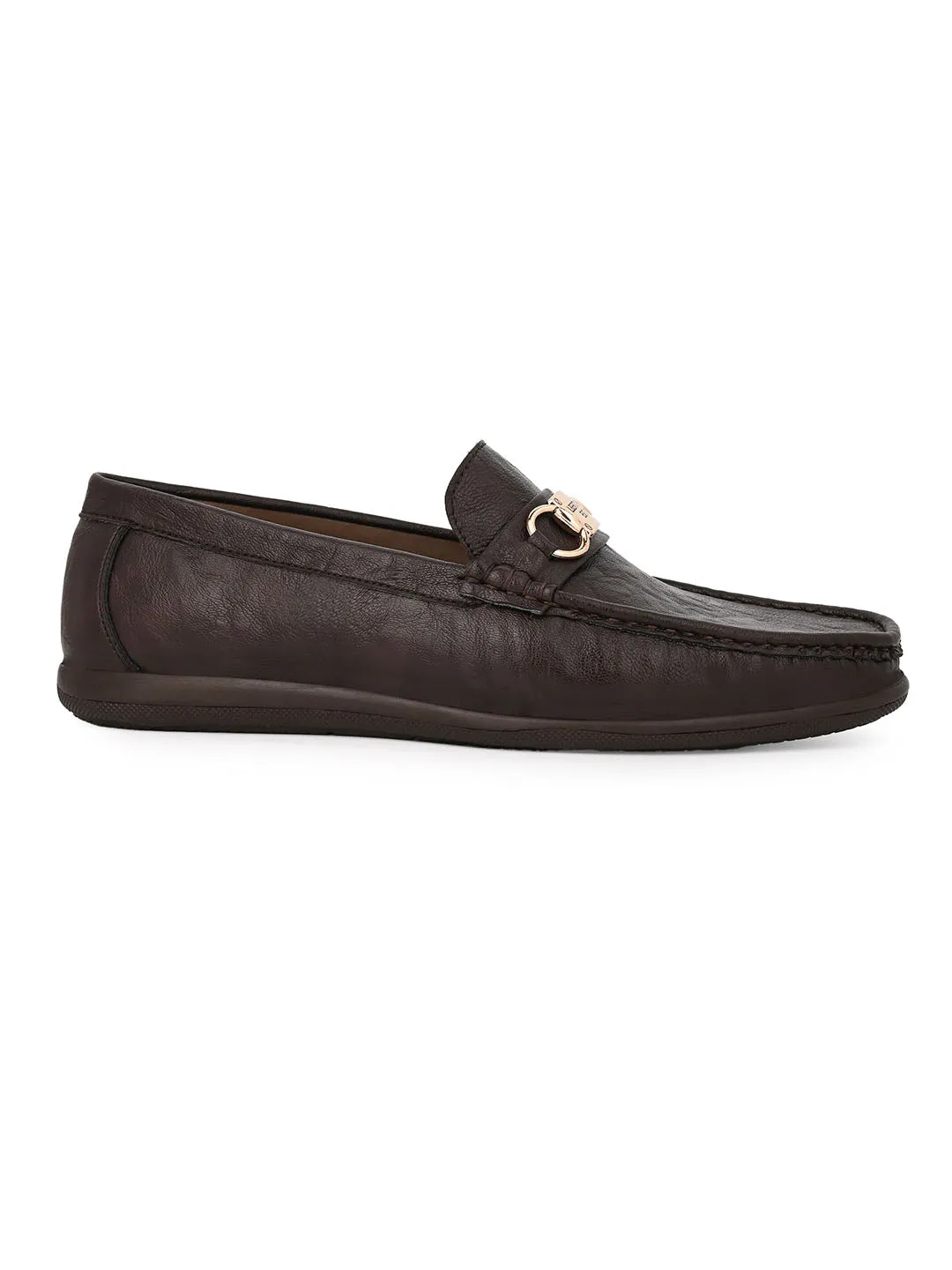 Alberto Torresi Twisty Series 531 Full Flex Rubber Sole Slip In Brown Casual Loafers Loafers With Chain Detail