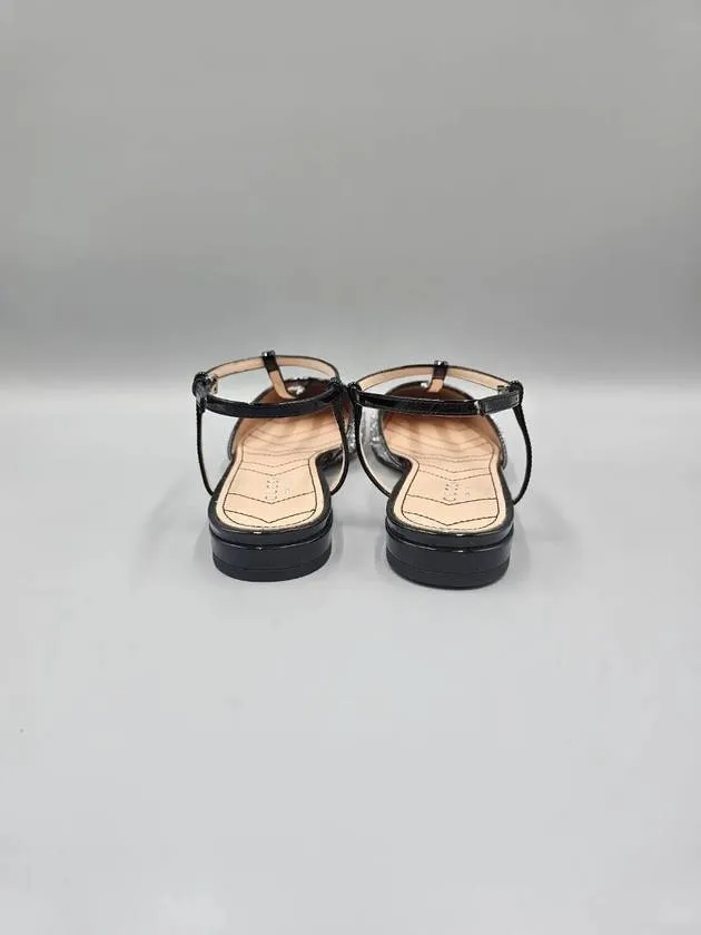 Cute Comfortable Flat Shoes Gucci Leather Glitter Detail Flat Shoes Silver