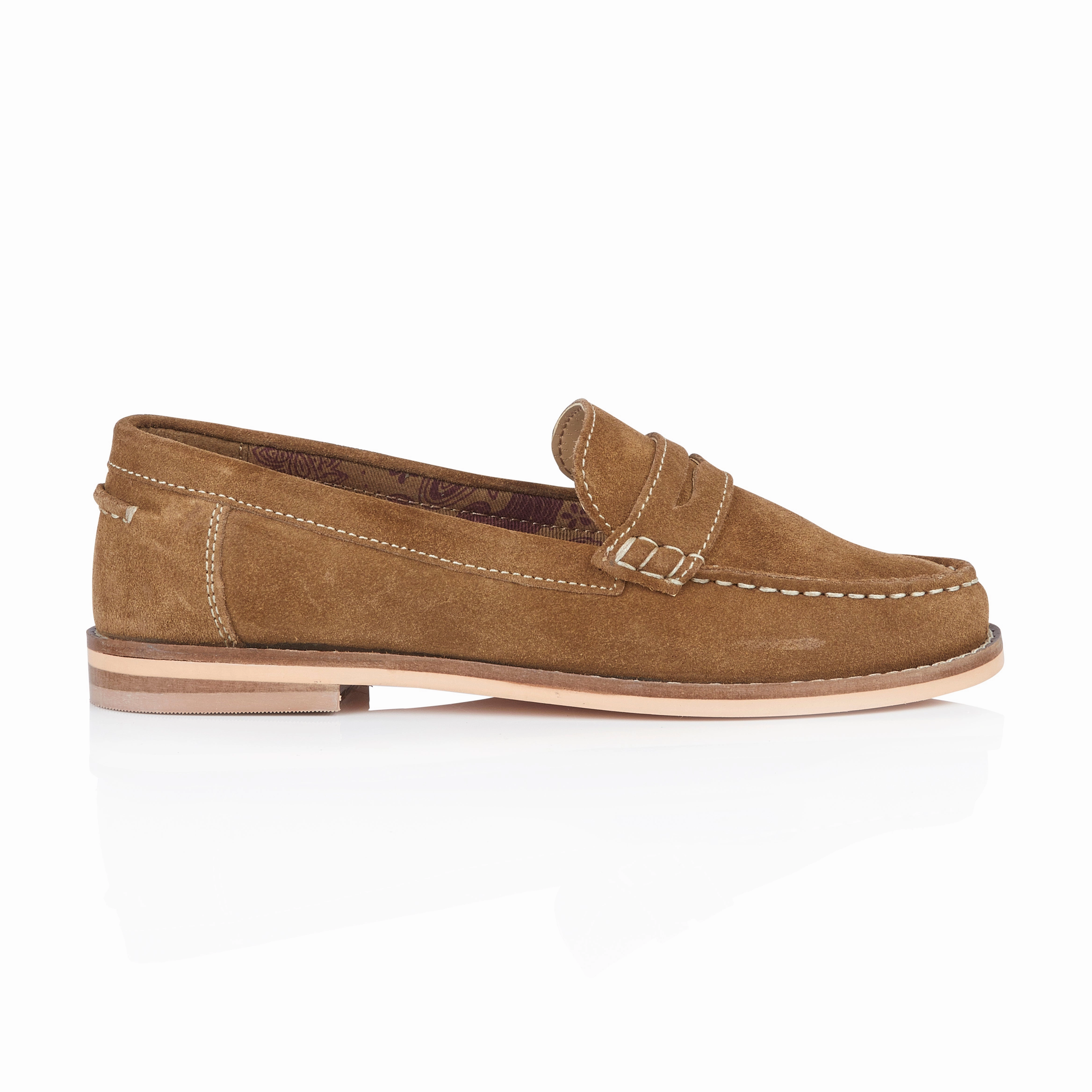 Ellie Suede Leather Slip On Deck Shoes - Tan Louis Loafers