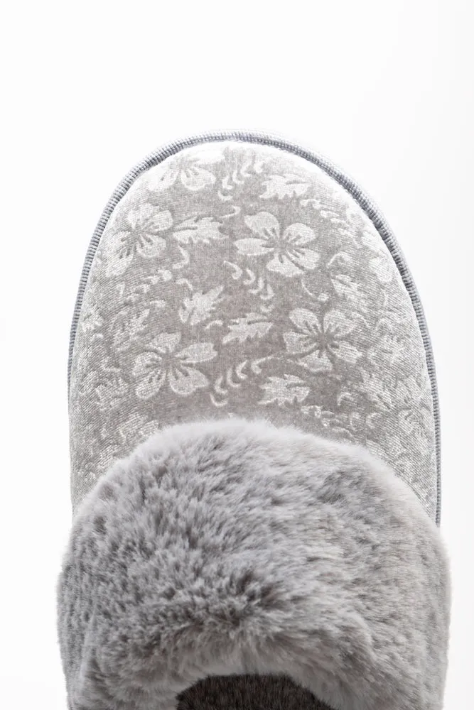Embossed Velvet Slipper Grey Crock Slippers