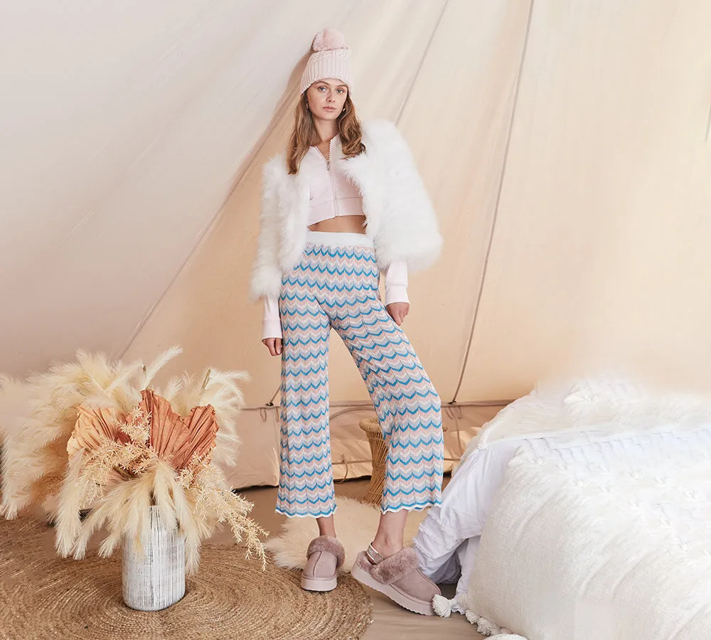 UGG Slippers Women Sheepskin Wool Removable Strap Slingback Slippers Muffin Platform Cozy Cat Slippers