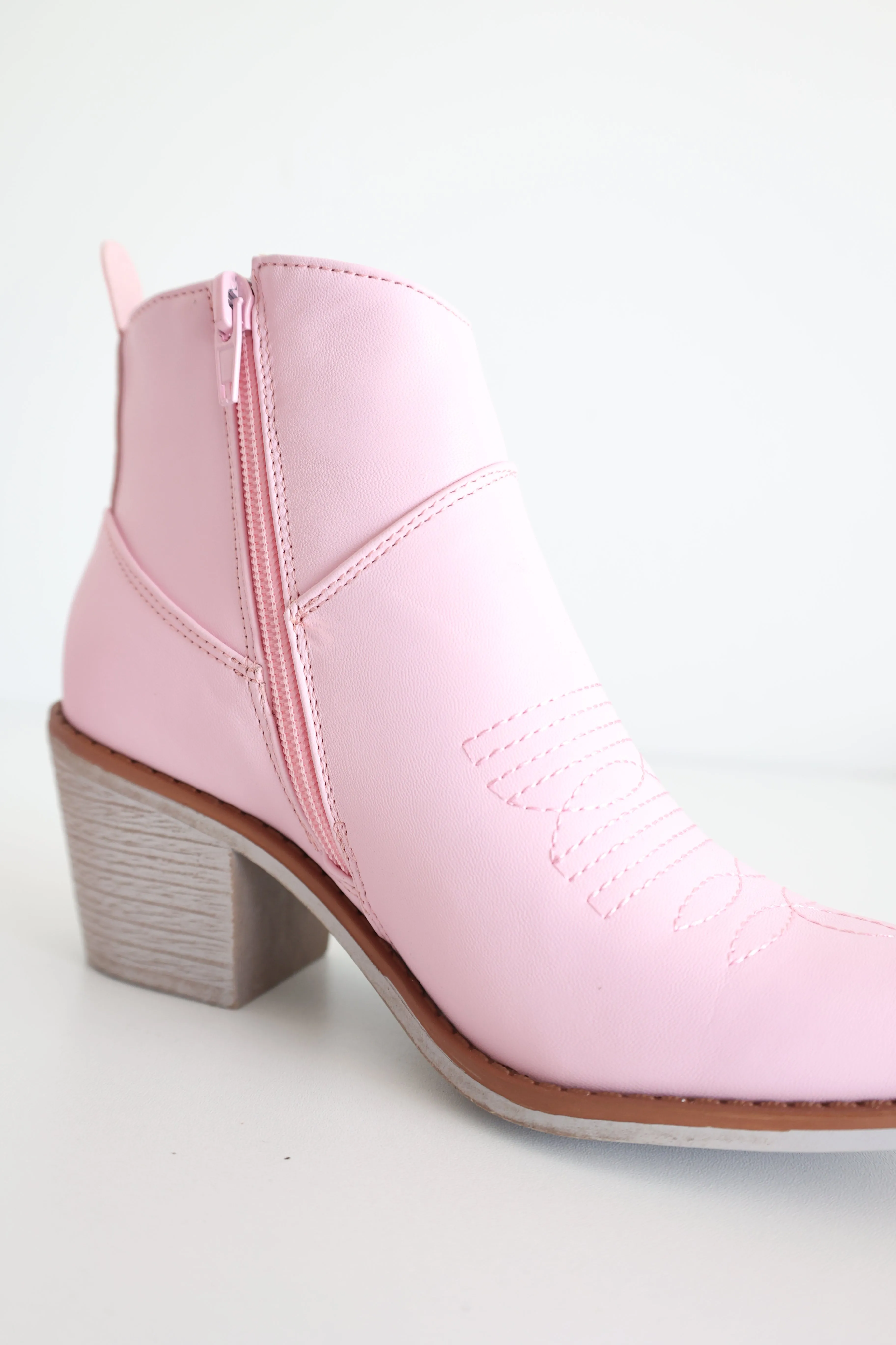 Western Boots Snip Toe Rising Star Bootie- Pink (FINAL SALE)