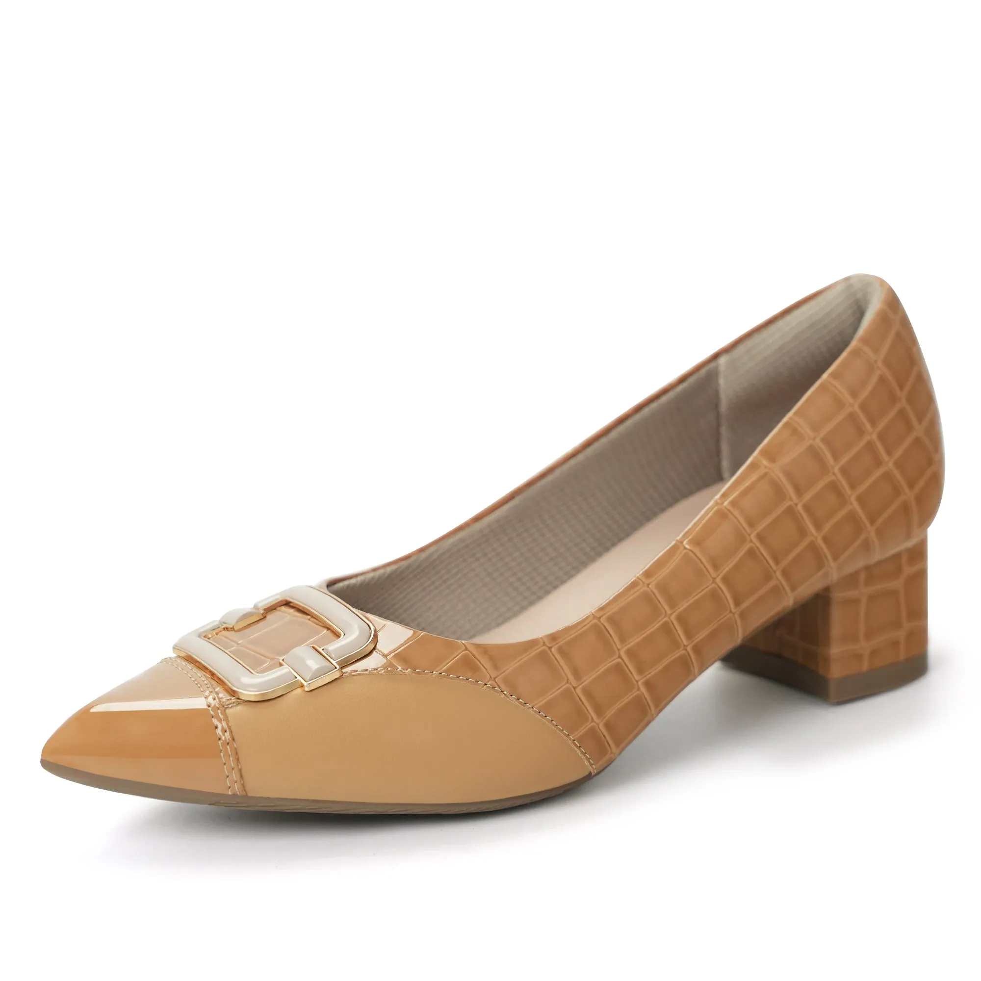 Tan Pumps Dress-Sophia Flat Shoes To Wear With Formal Dresses