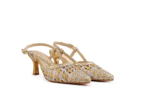 Insole For Dress Shoes Prague Silver-Gold Leather Slingback