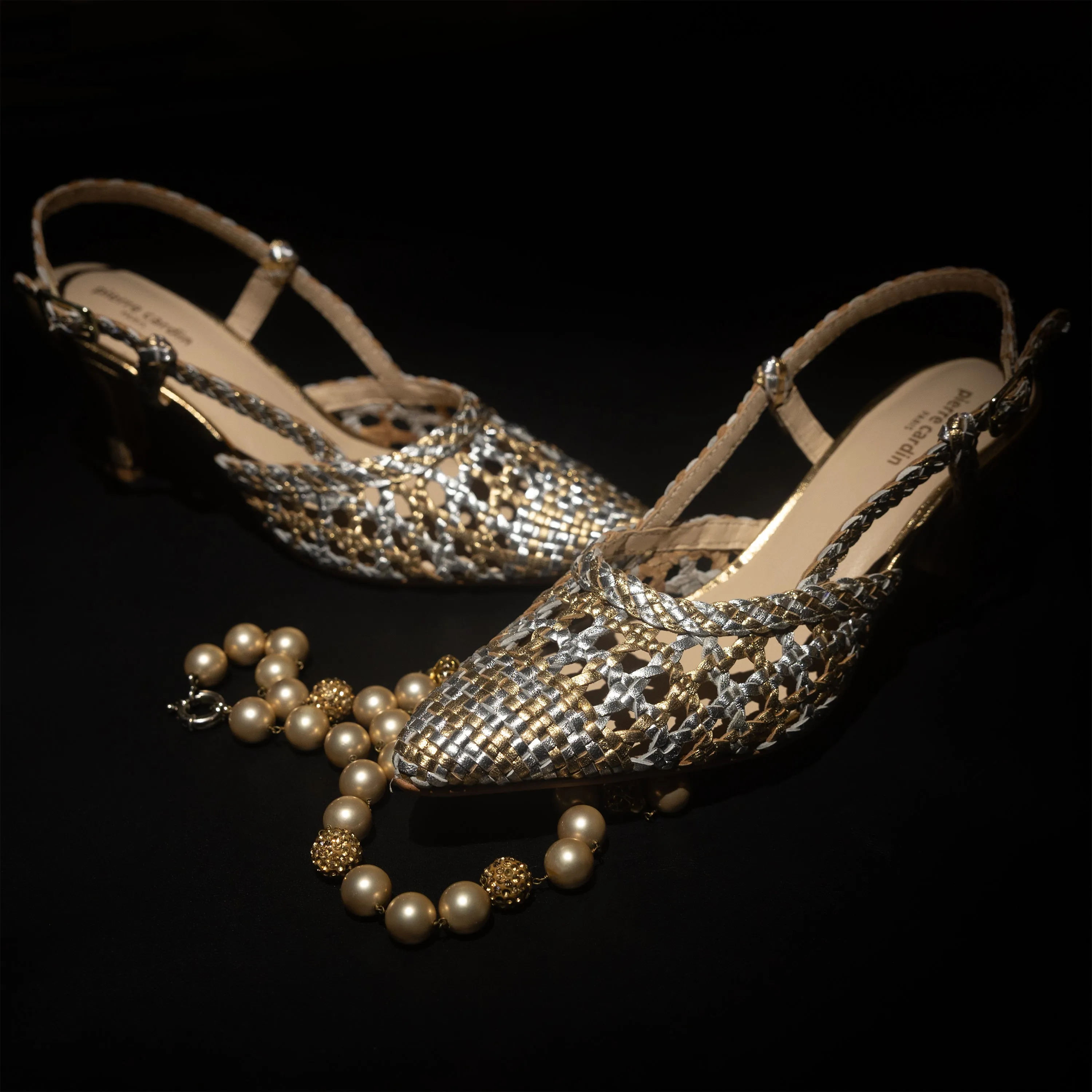 Pumps Dress Shoes For Sale Prague Silver-Gold Leather Slingback