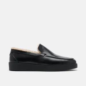 Loafers Buckle Remy Black Leather and Shearling Loafers